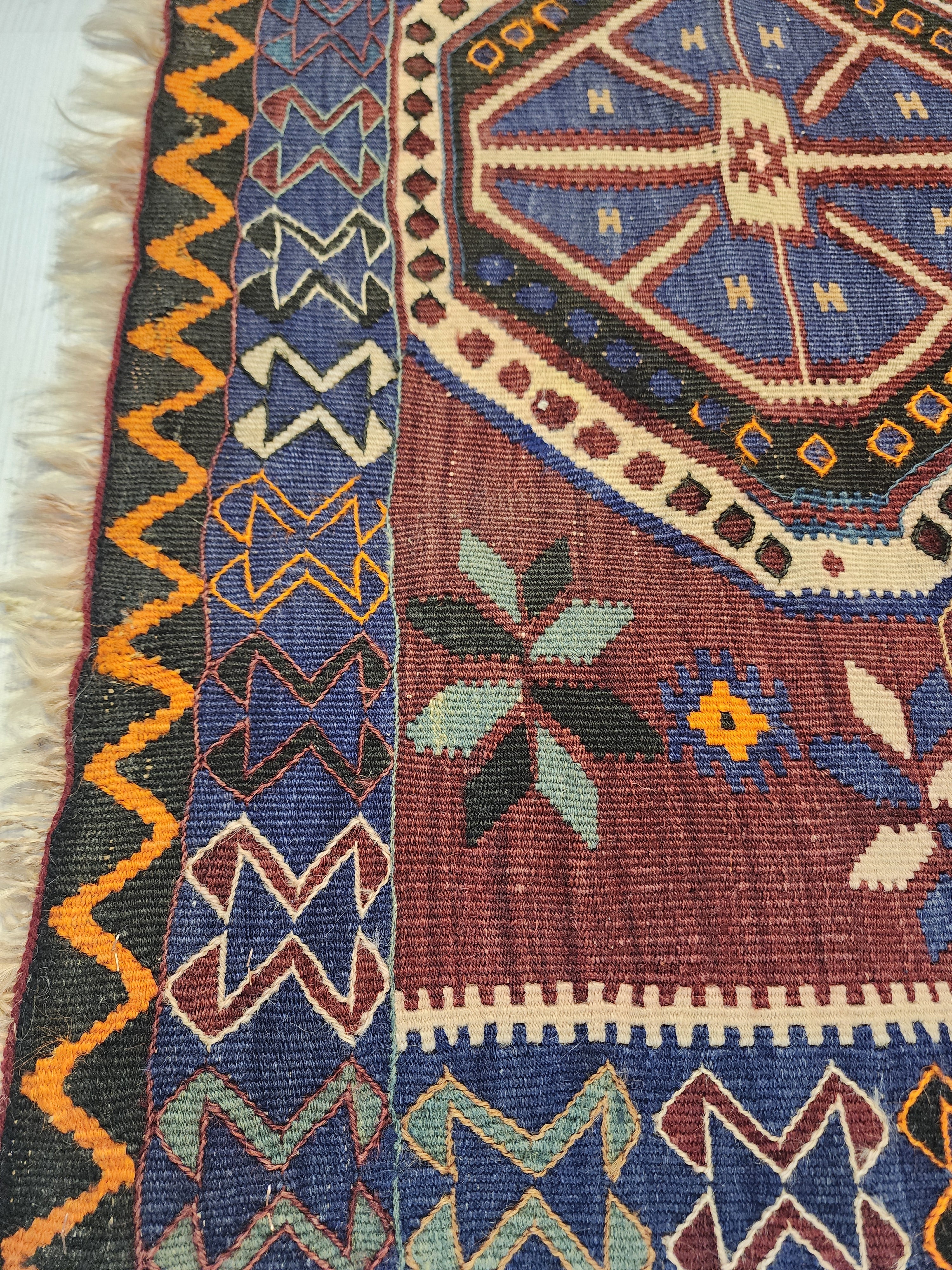 antique Kars Wool Small Rug — border pattern