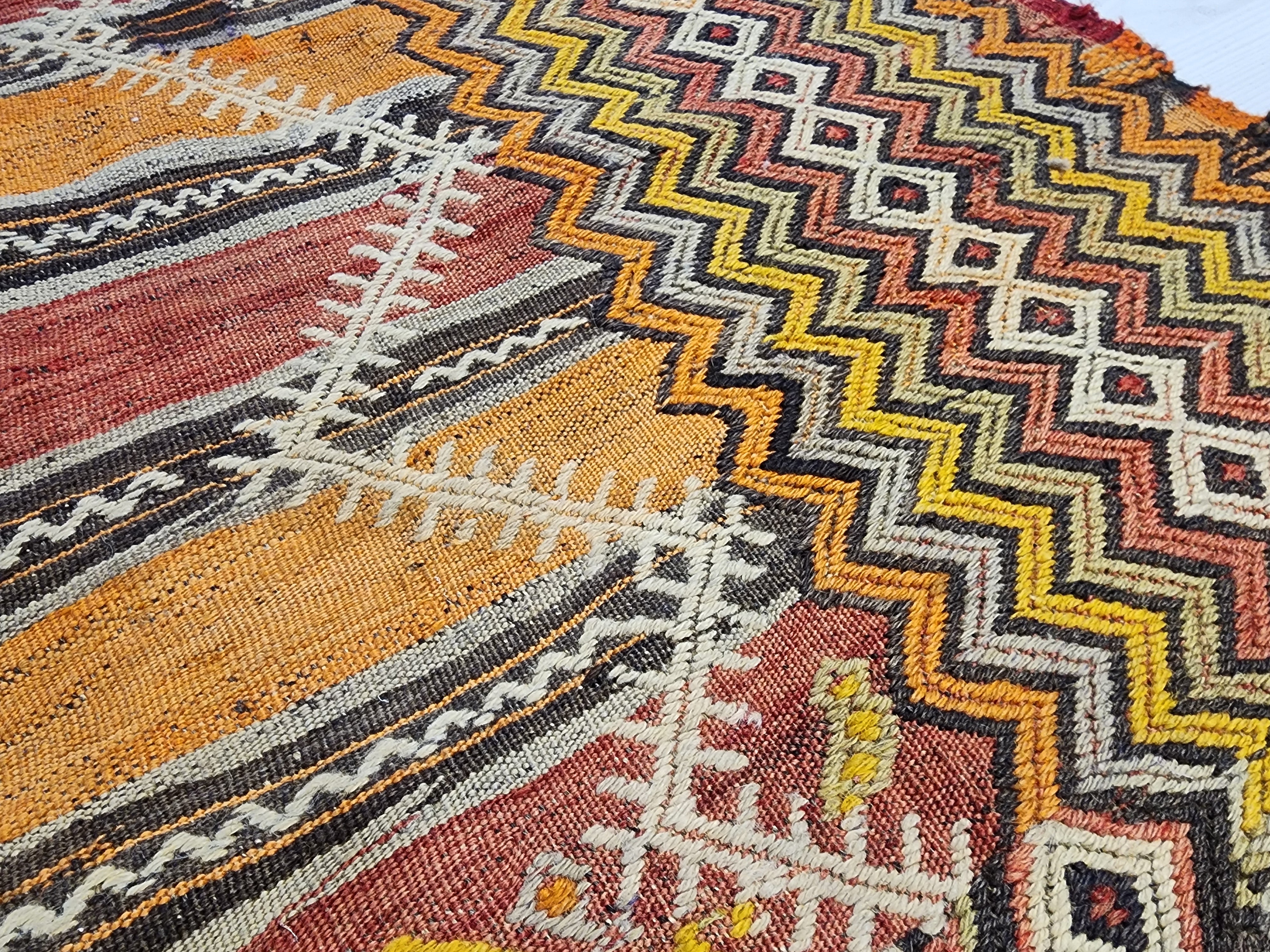 Xanthia — Antique Sivas Kilim Rug, Natural Madder Dye, Handwoven Tribal Turkish Boho Decor