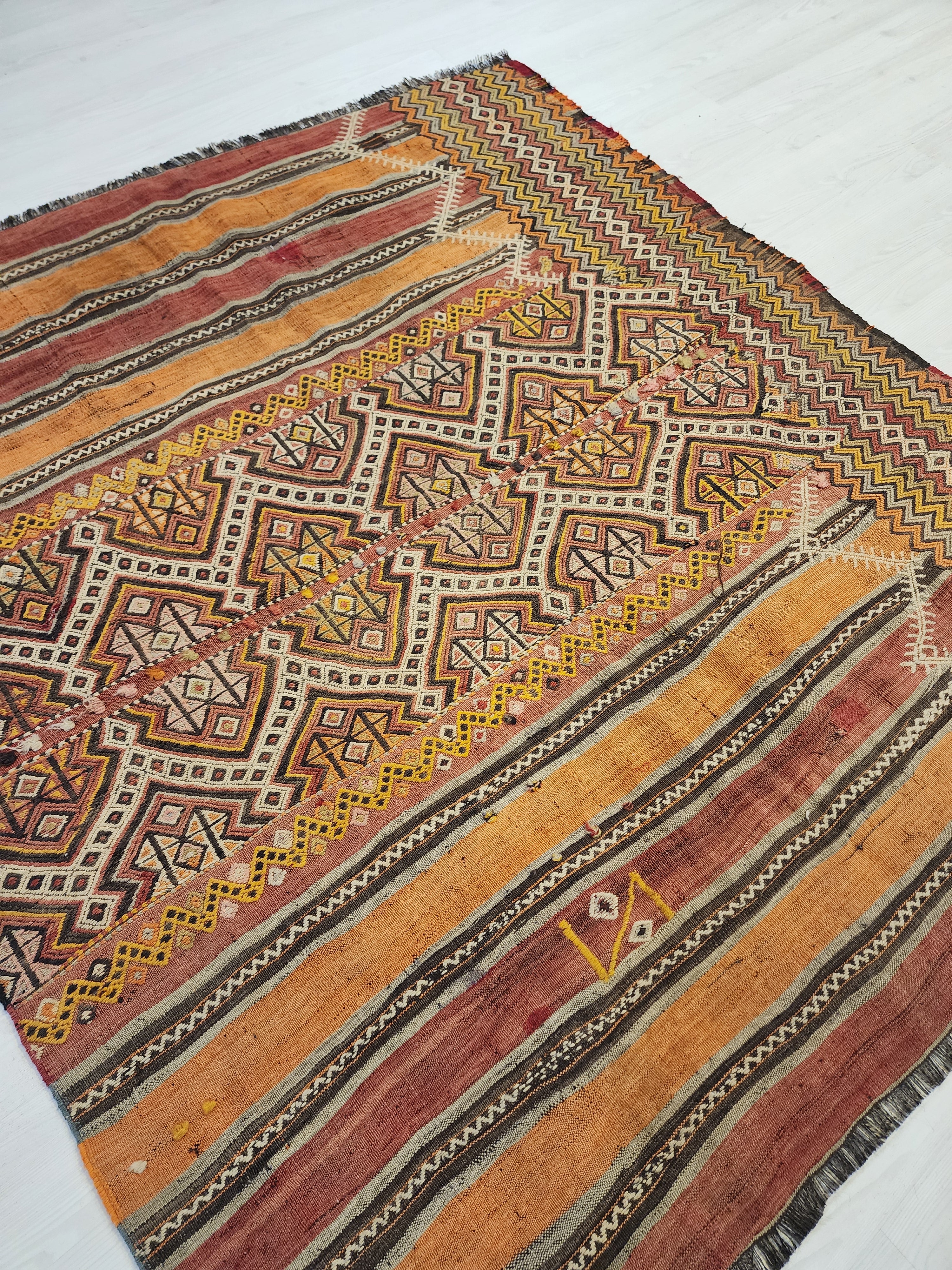 Xanthia — Antique Sivas Kilim Rug, Natural Madder Dye, Handwoven Tribal Turkish Boho Decor