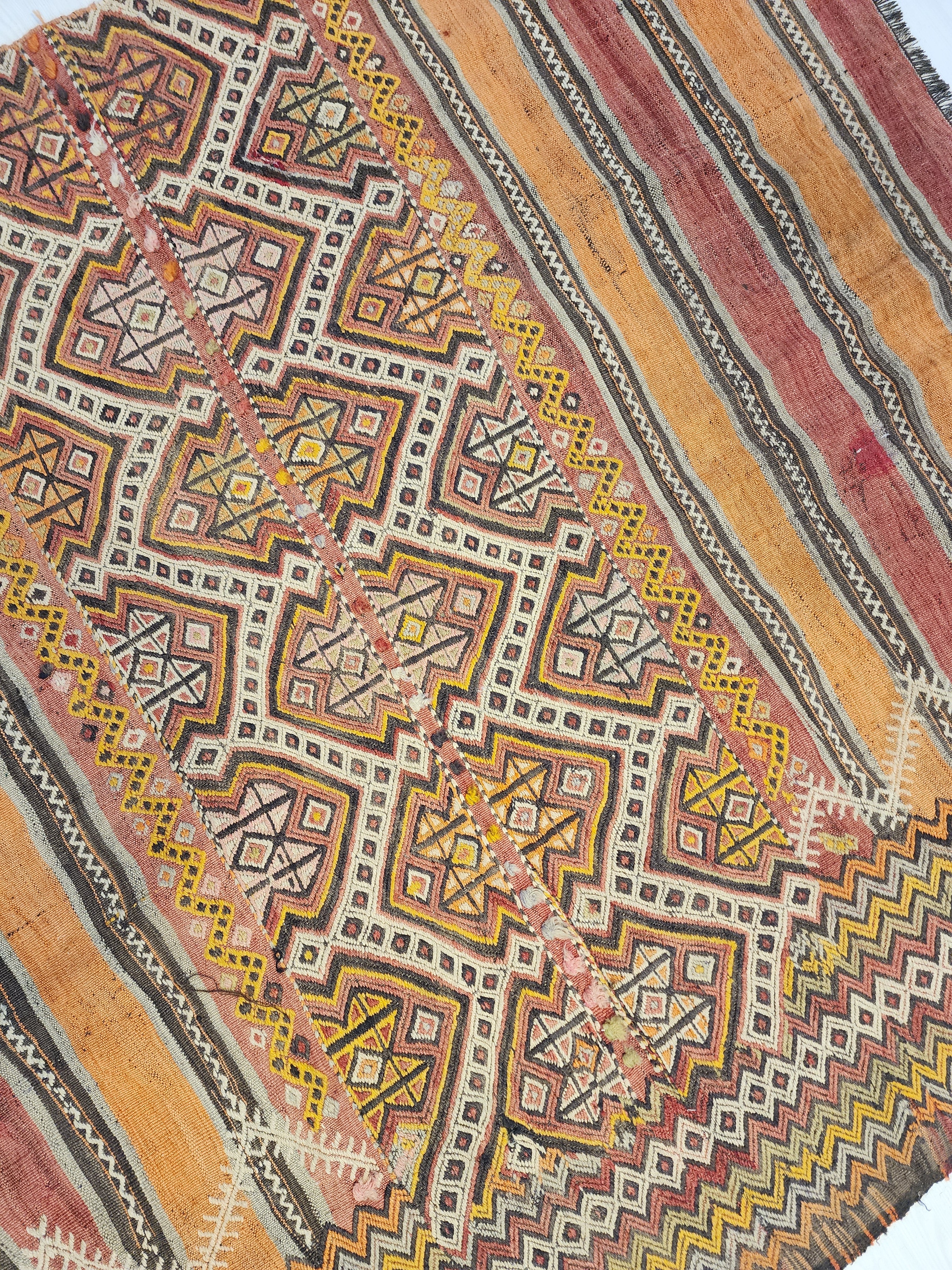 Xanthia — Antique Sivas Kilim Rug, Natural Madder Dye, Handwoven Tribal Turkish Boho Decor