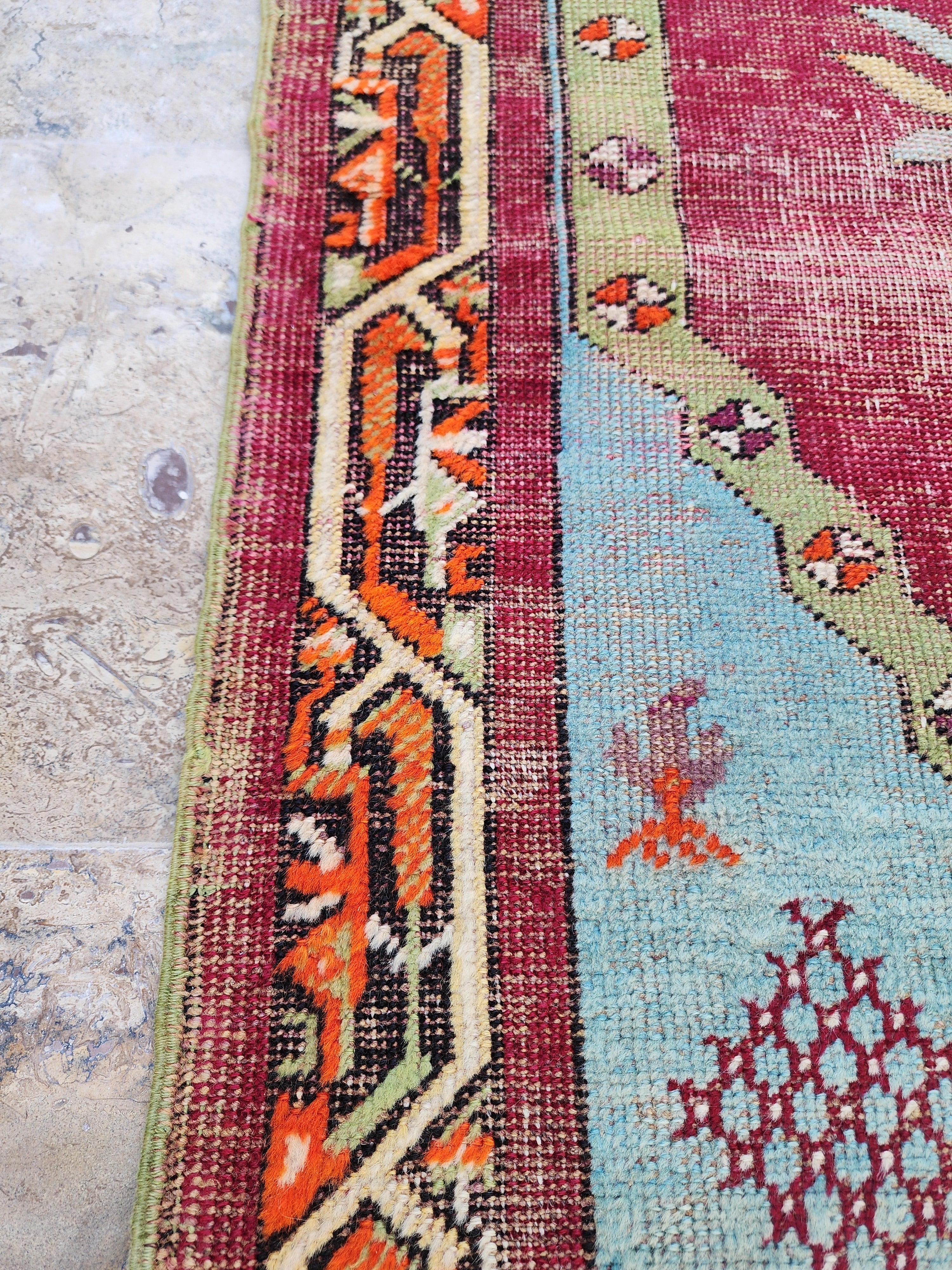 antique Anatolian Wool Small Rug — pile detail