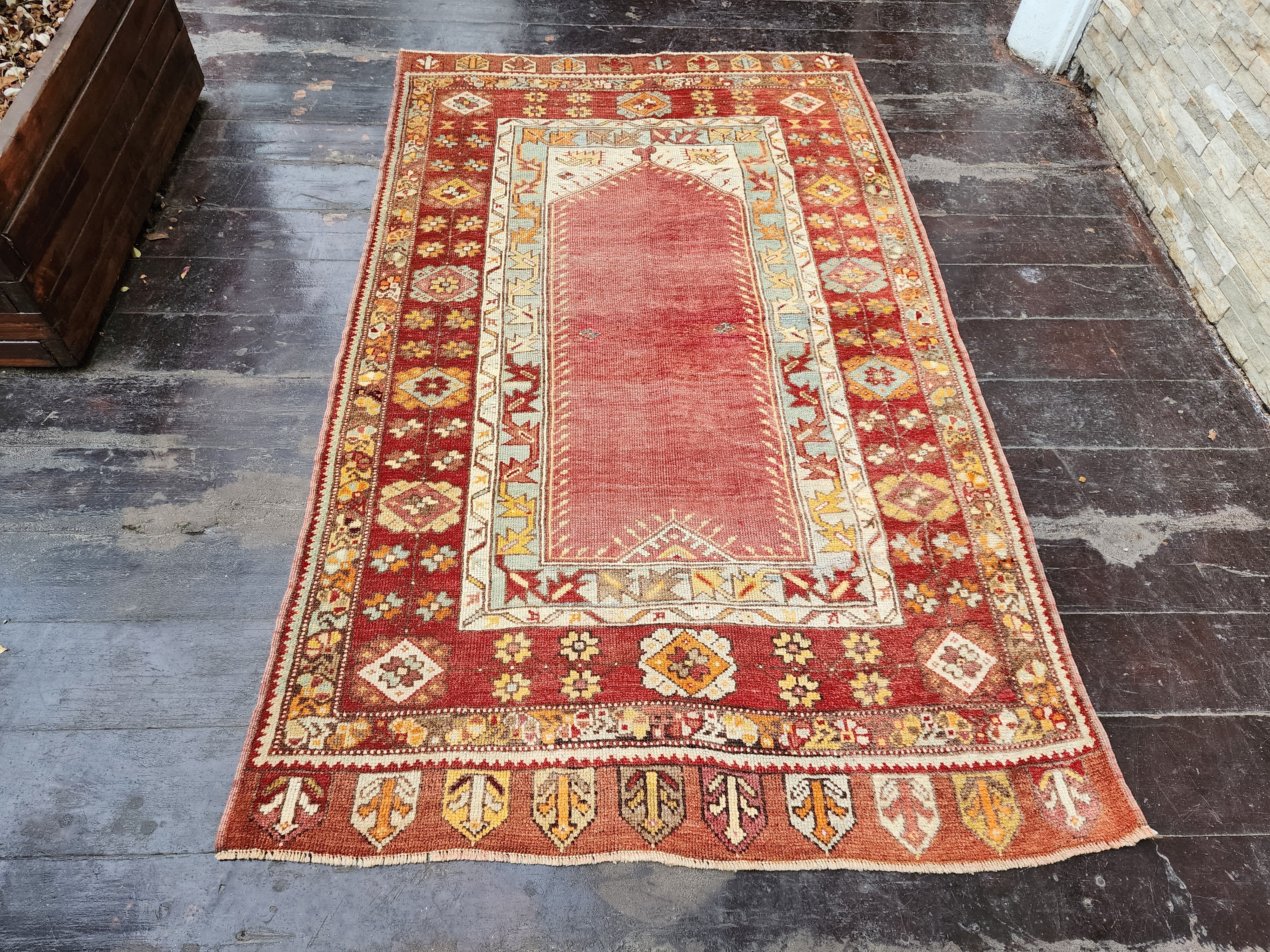 antique Konya Wool Small Rug — detail texture