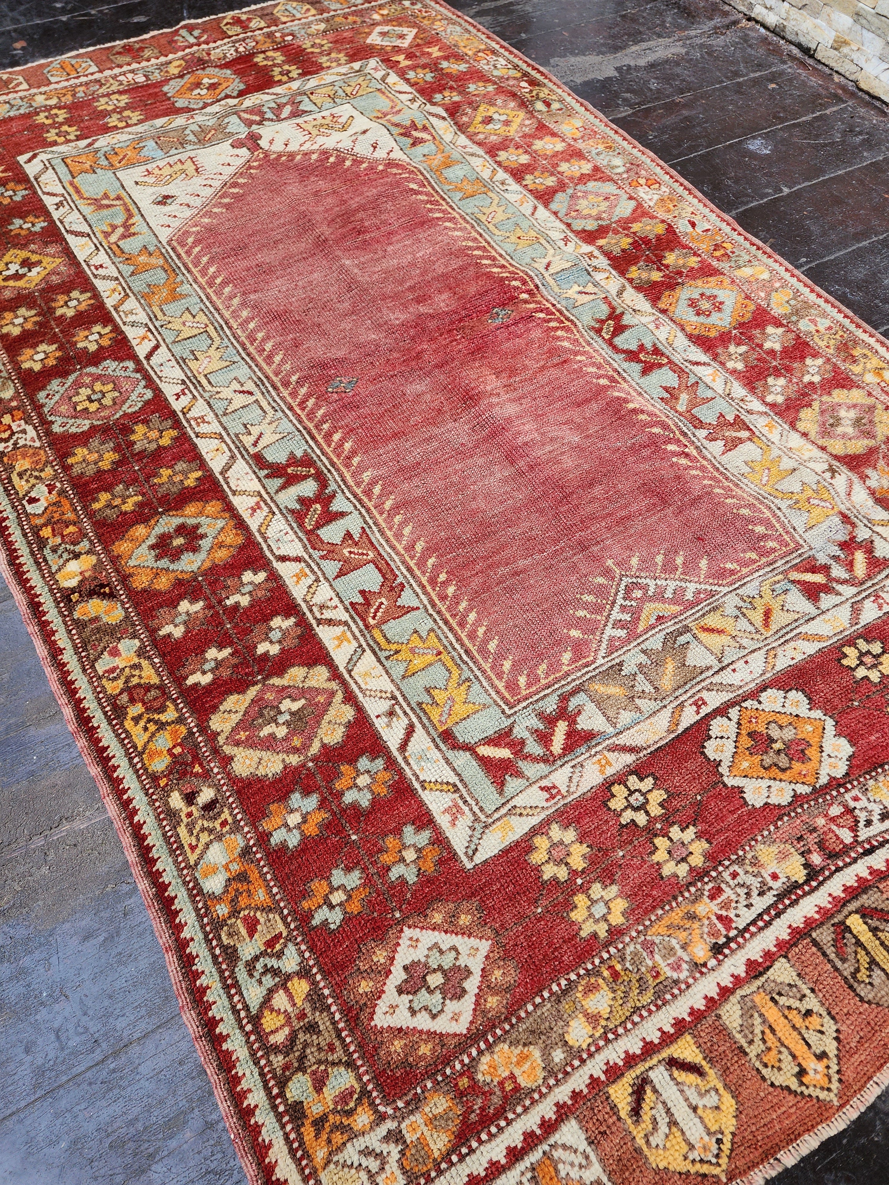 antique Konya Wool Small Rug — back view