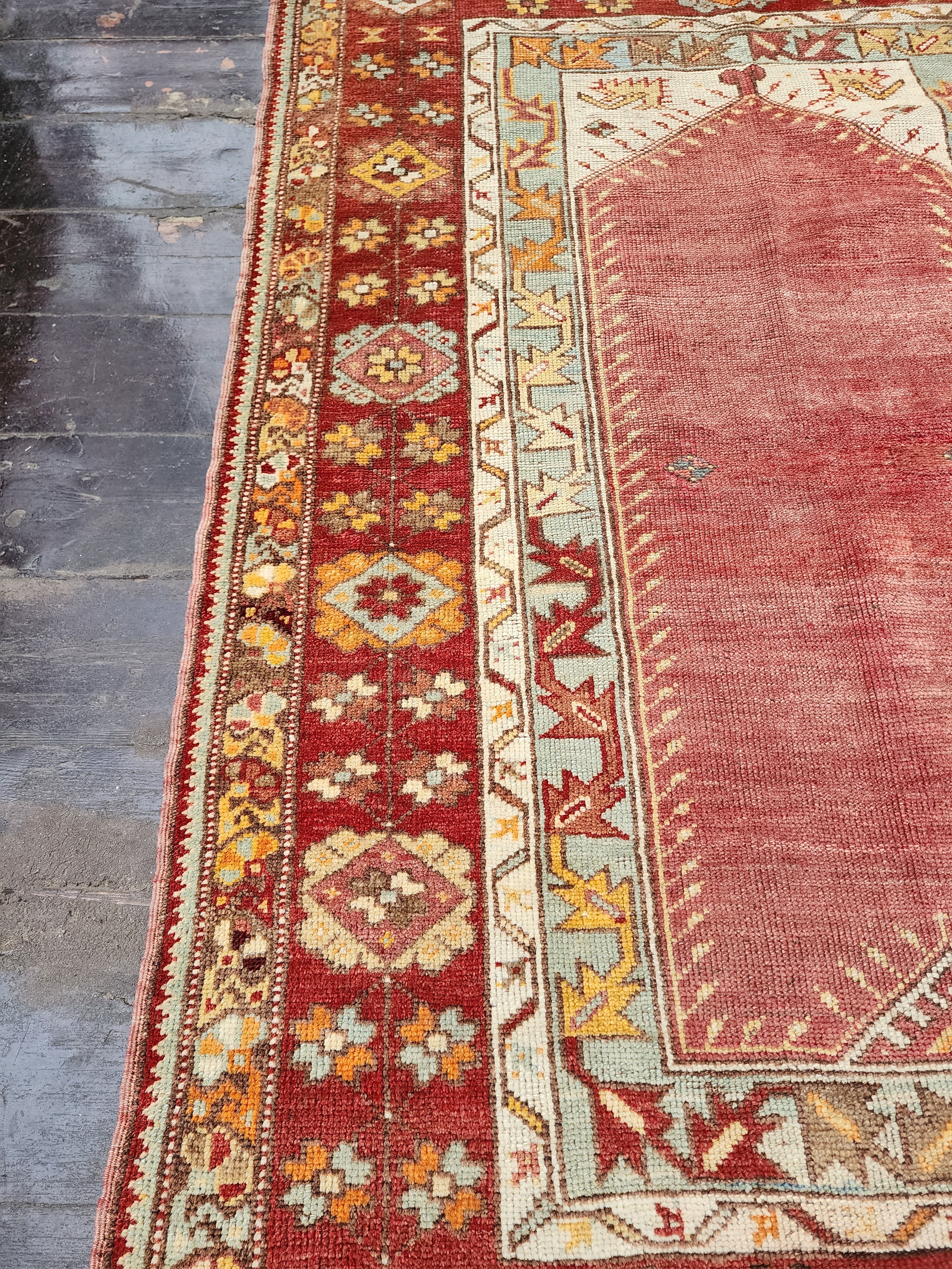 antique Konya Wool Small Rug — pattern close-up