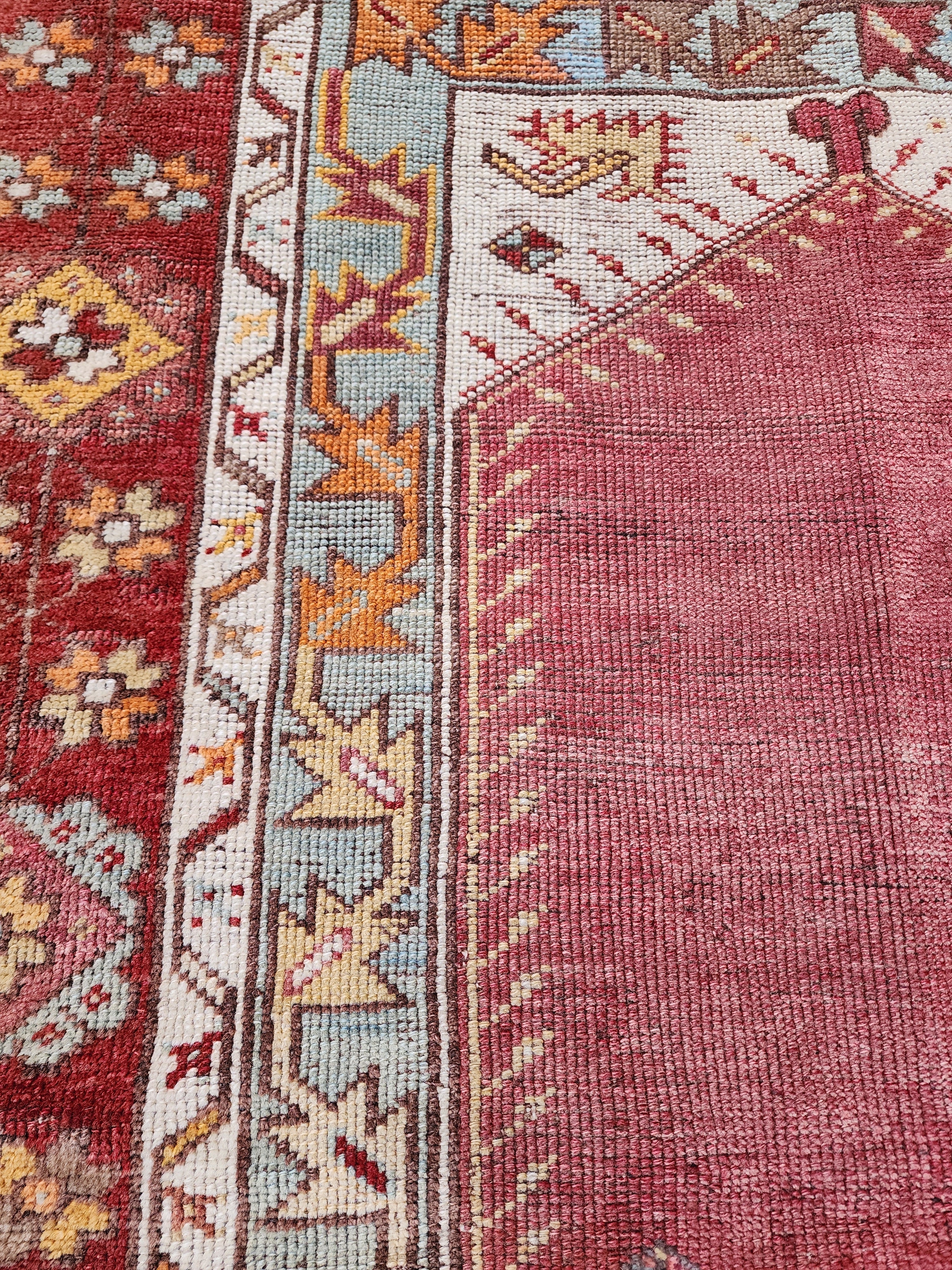 antique Konya Wool Small Rug — pile detail