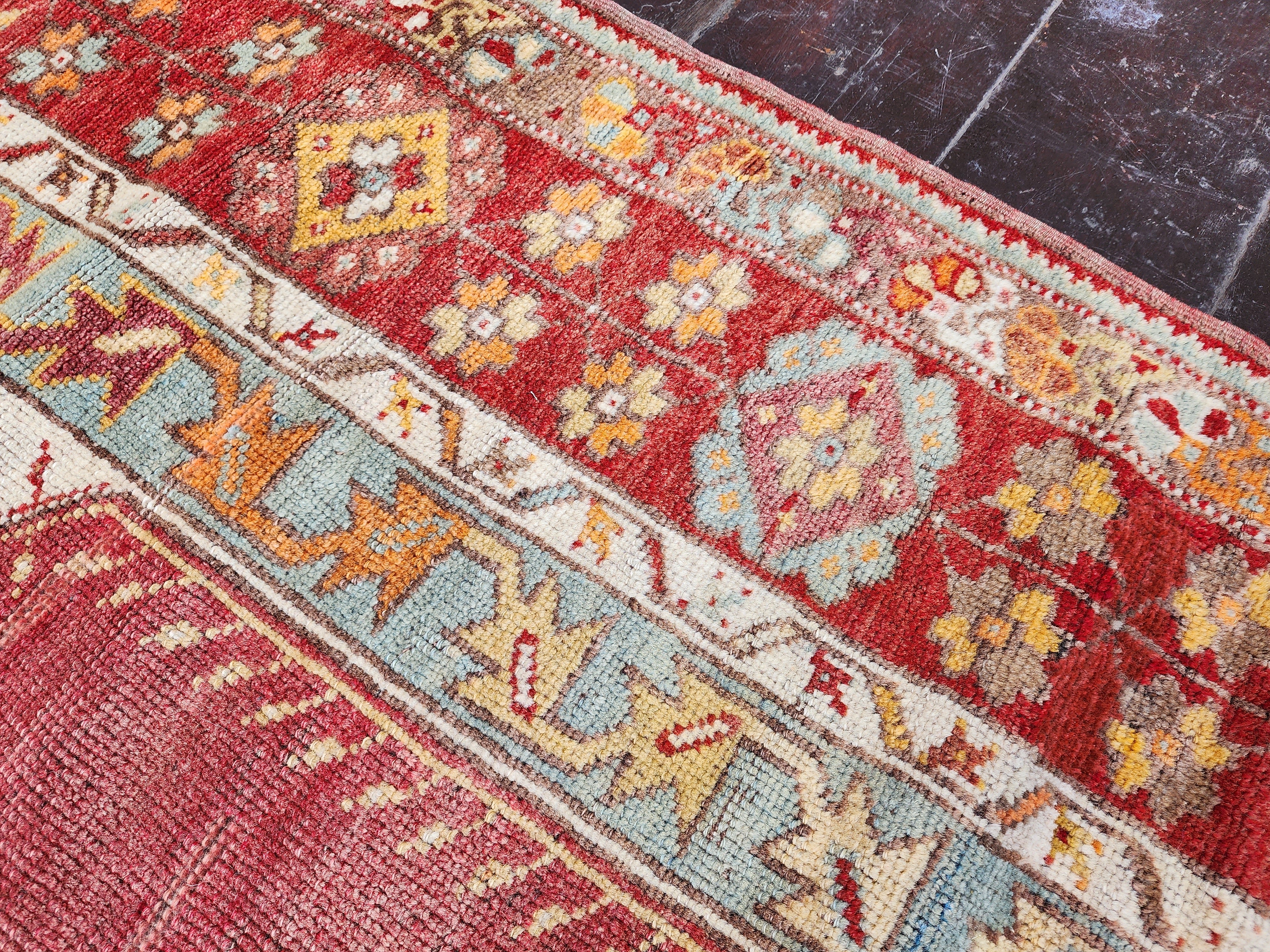 antique Konya Wool Small Rug — border pattern