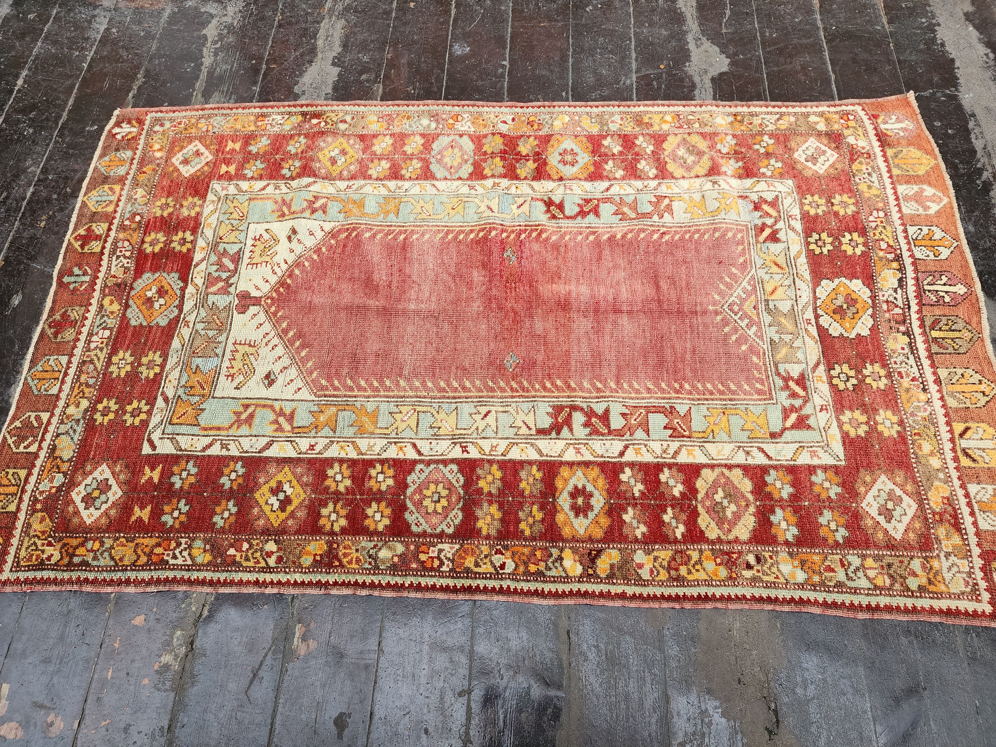 antique Konya Wool Small Rug — colour close-up