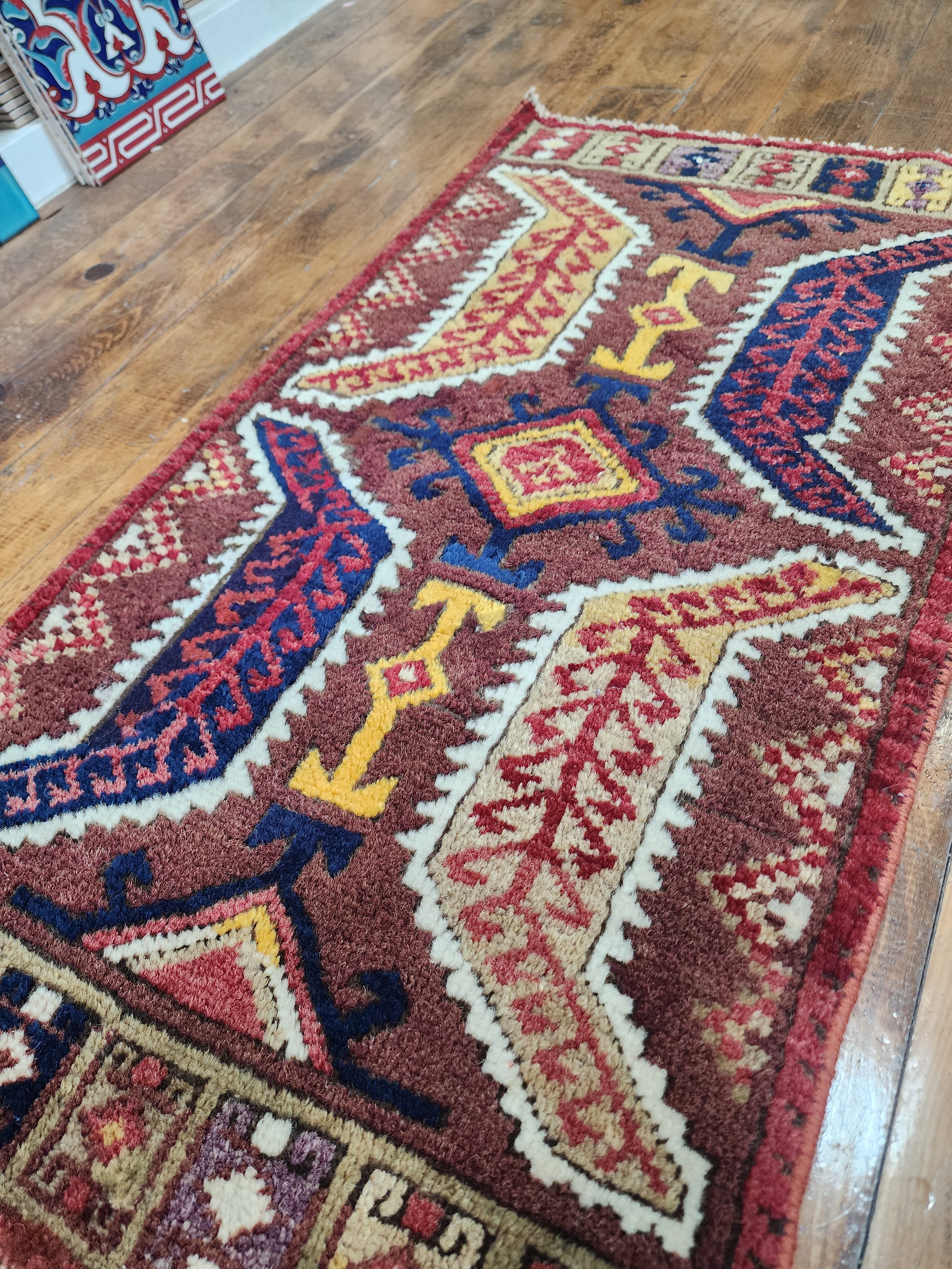 antique Konya Wool Small Rug — back view