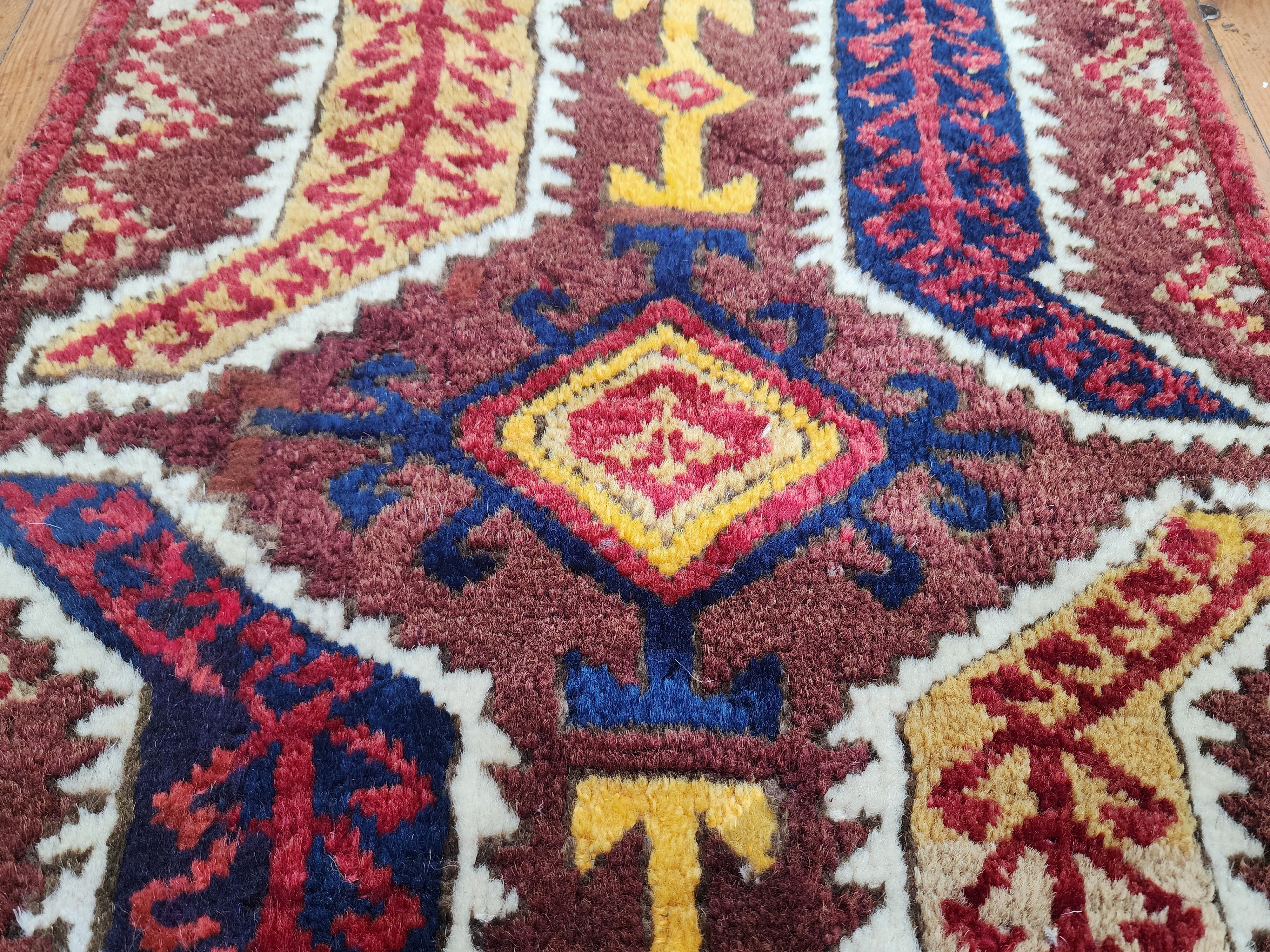 antique Konya Wool Small Rug — pile detail