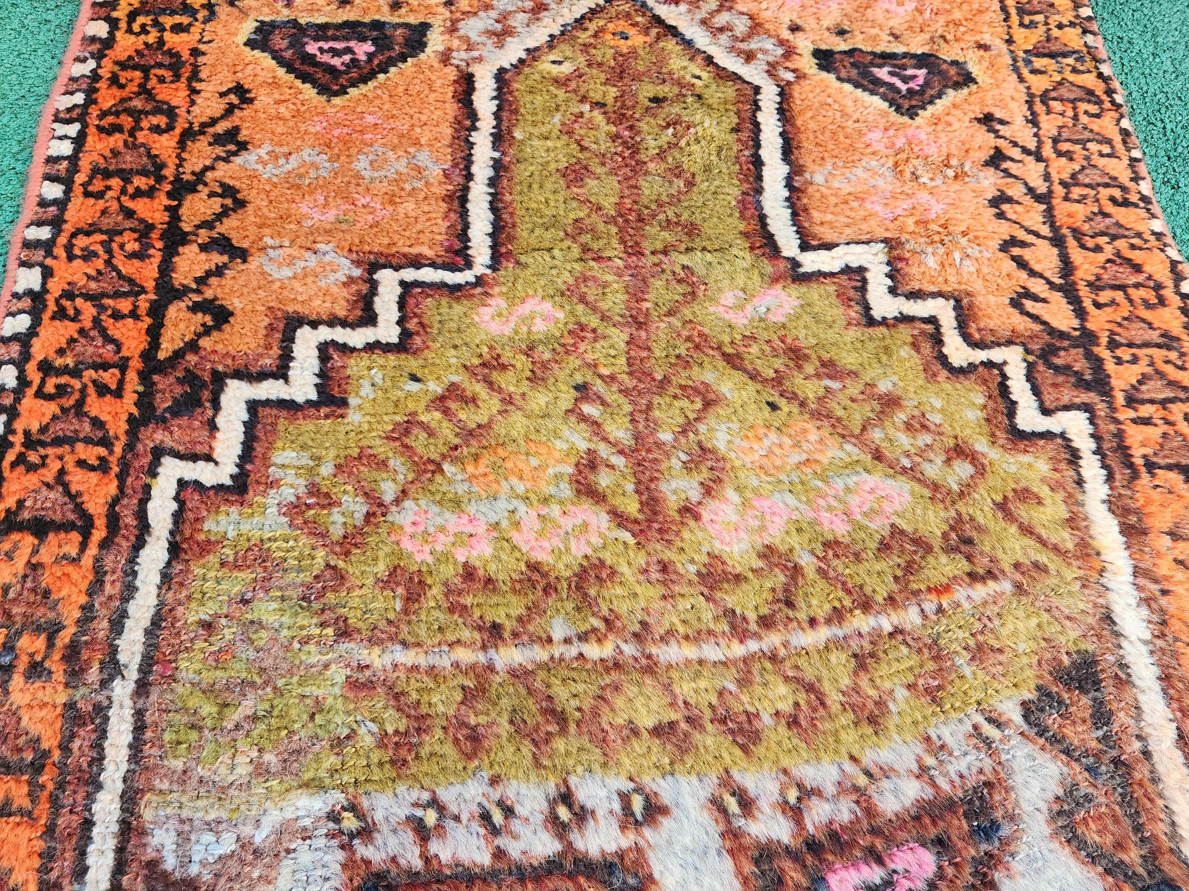 antique Konya Wool Runner Rug — pile detail