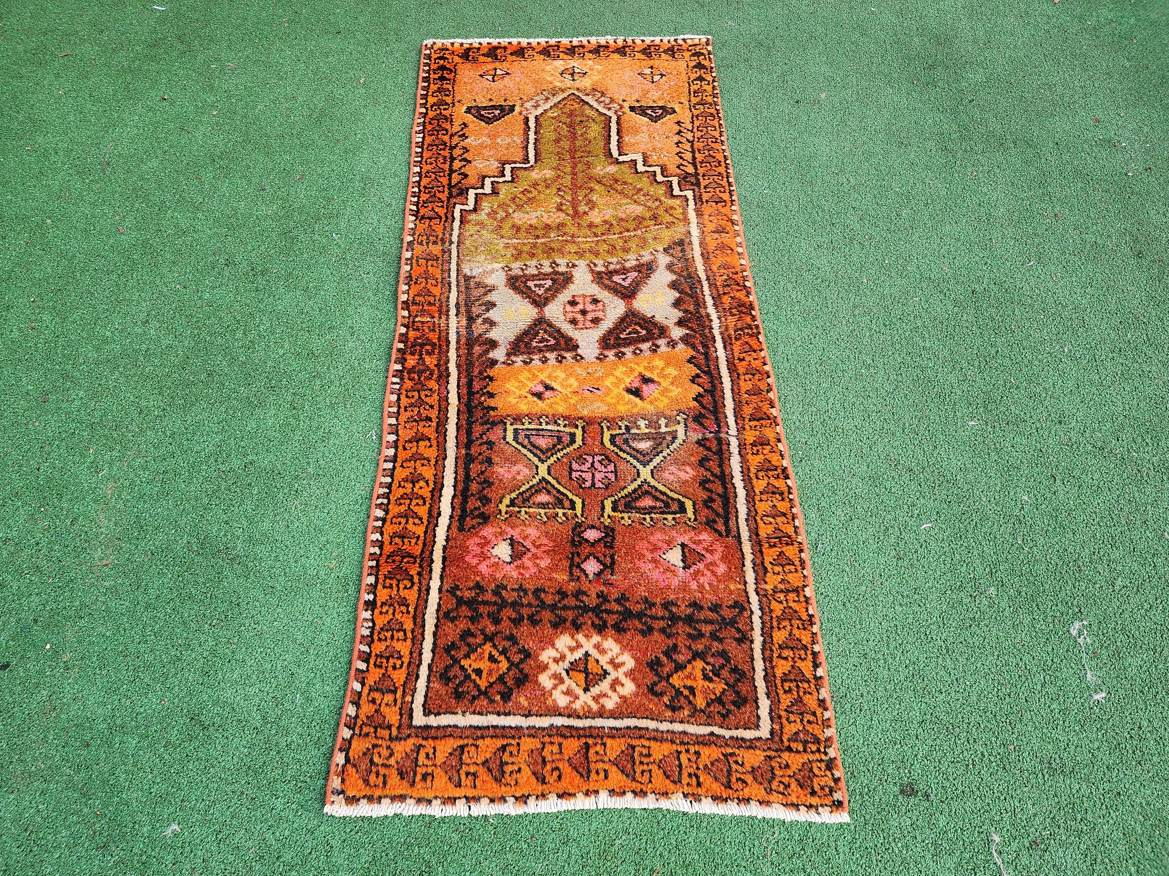 antique Konya Wool Runner Rug — detail texture