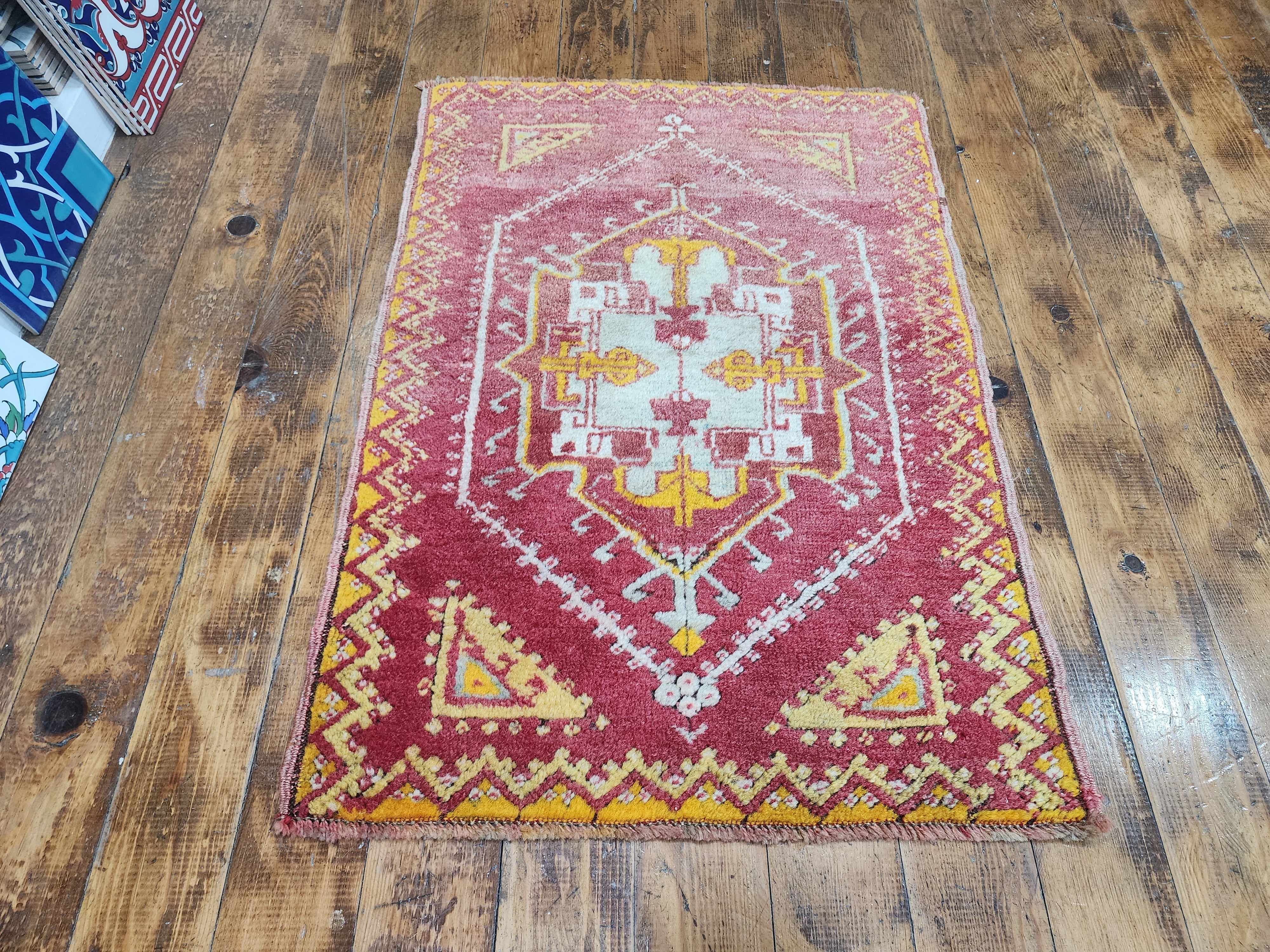 antique Turkish Small Rug — detail texture