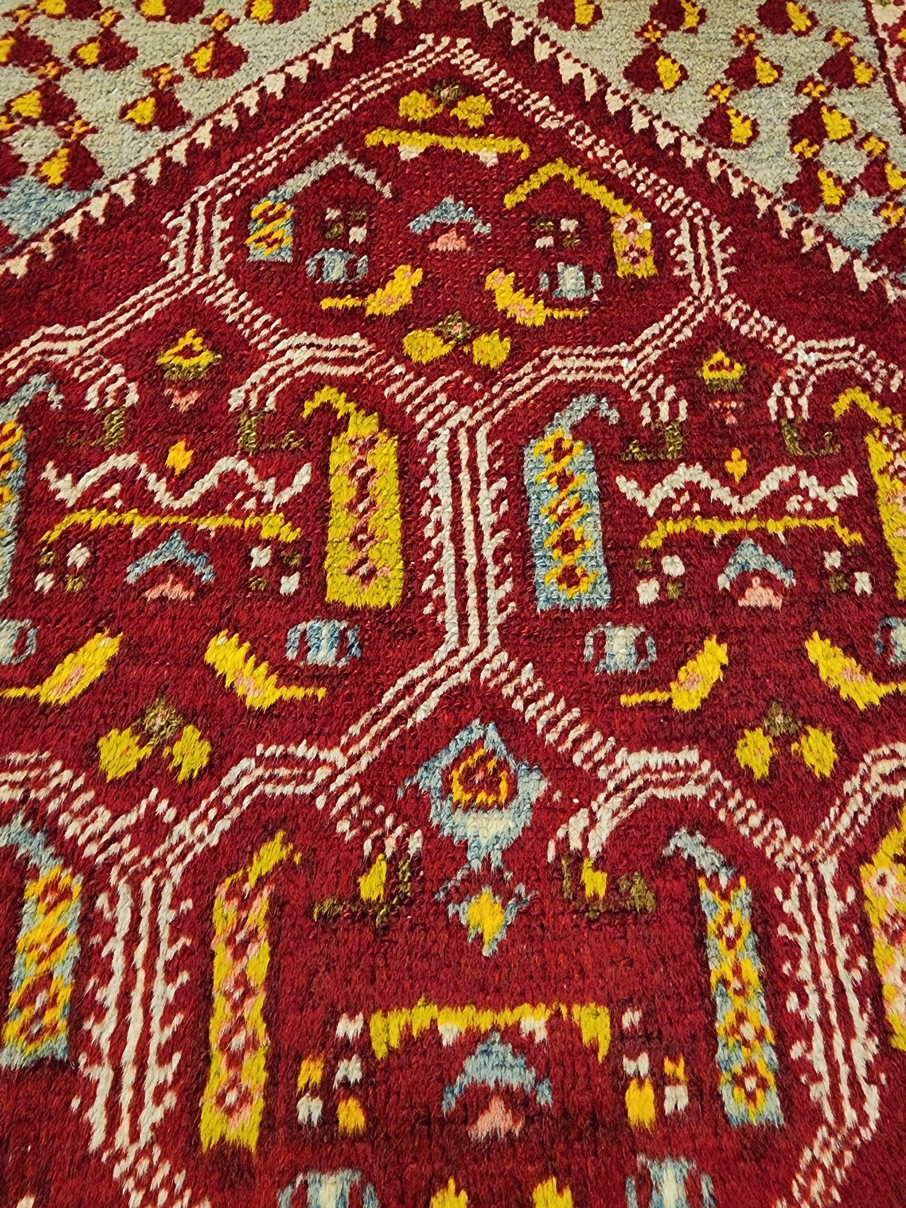 Vintage Anatolian Turkish Rug: Distressed Wool Bohemian Rug (1'7''x2'3'')