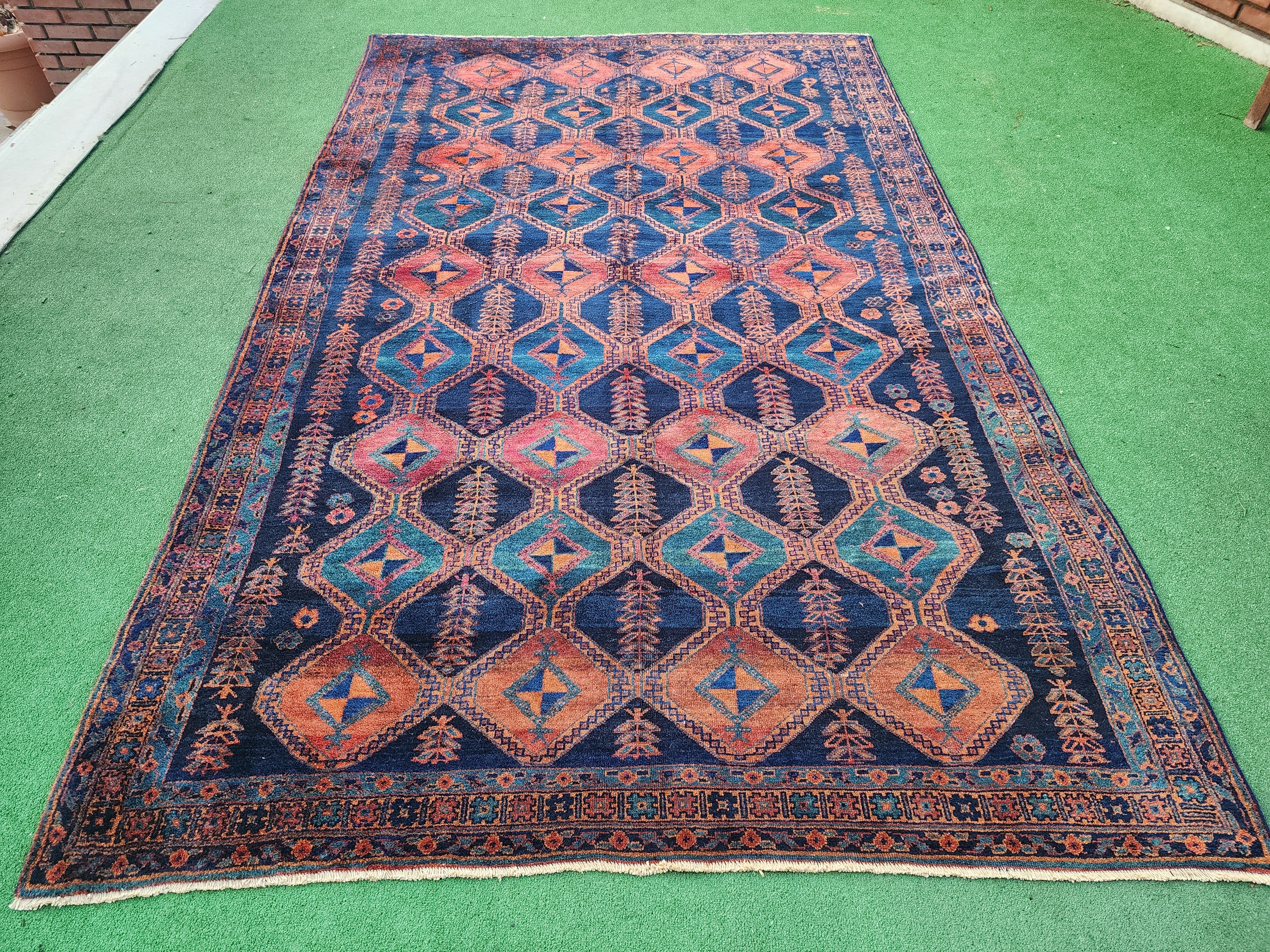 antique Persian Wool Large Area Rug — detail texture