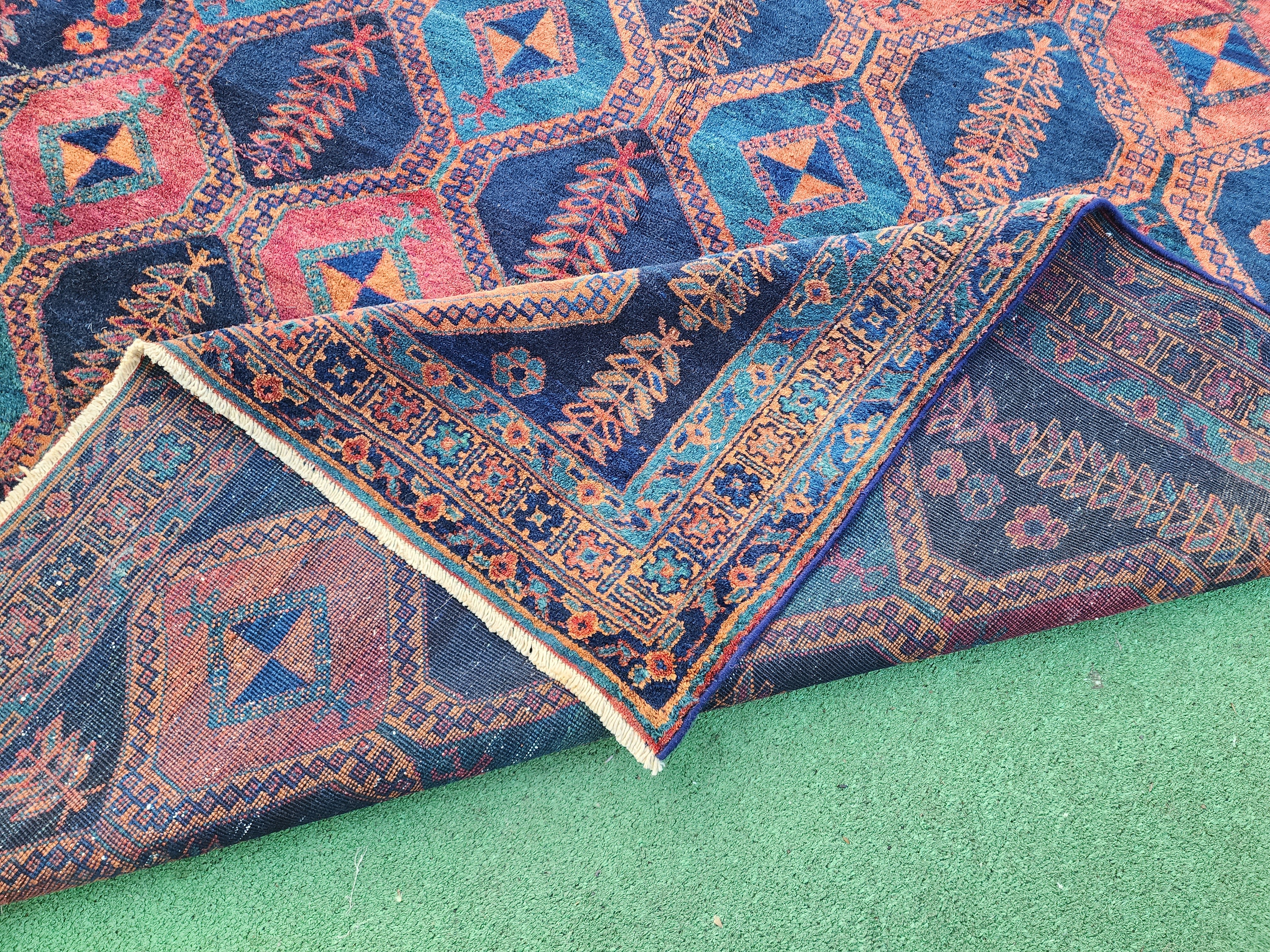 antique Persian Wool Large Area Rug — pile detail
