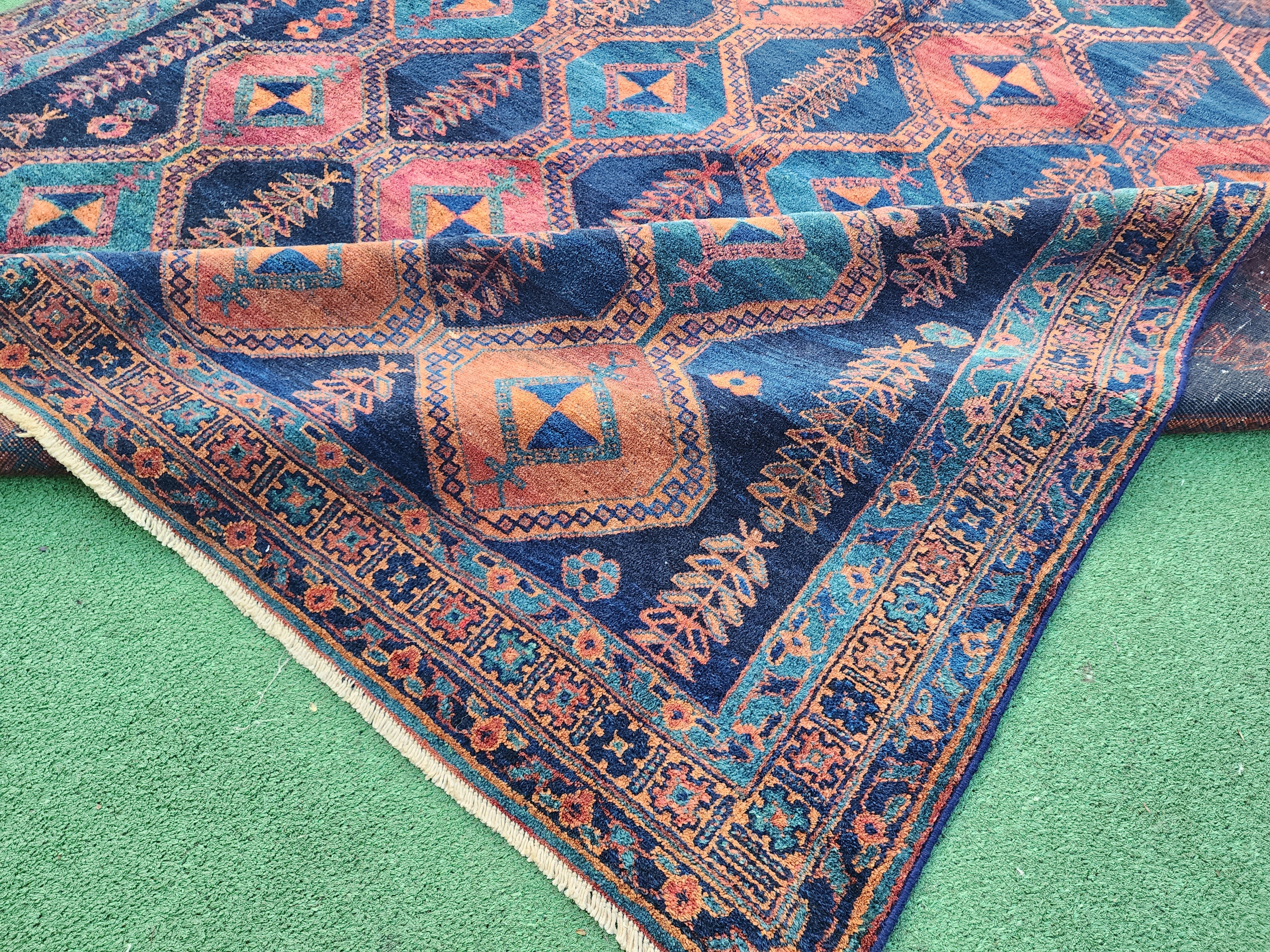 antique Persian Wool Large Area Rug — border pattern