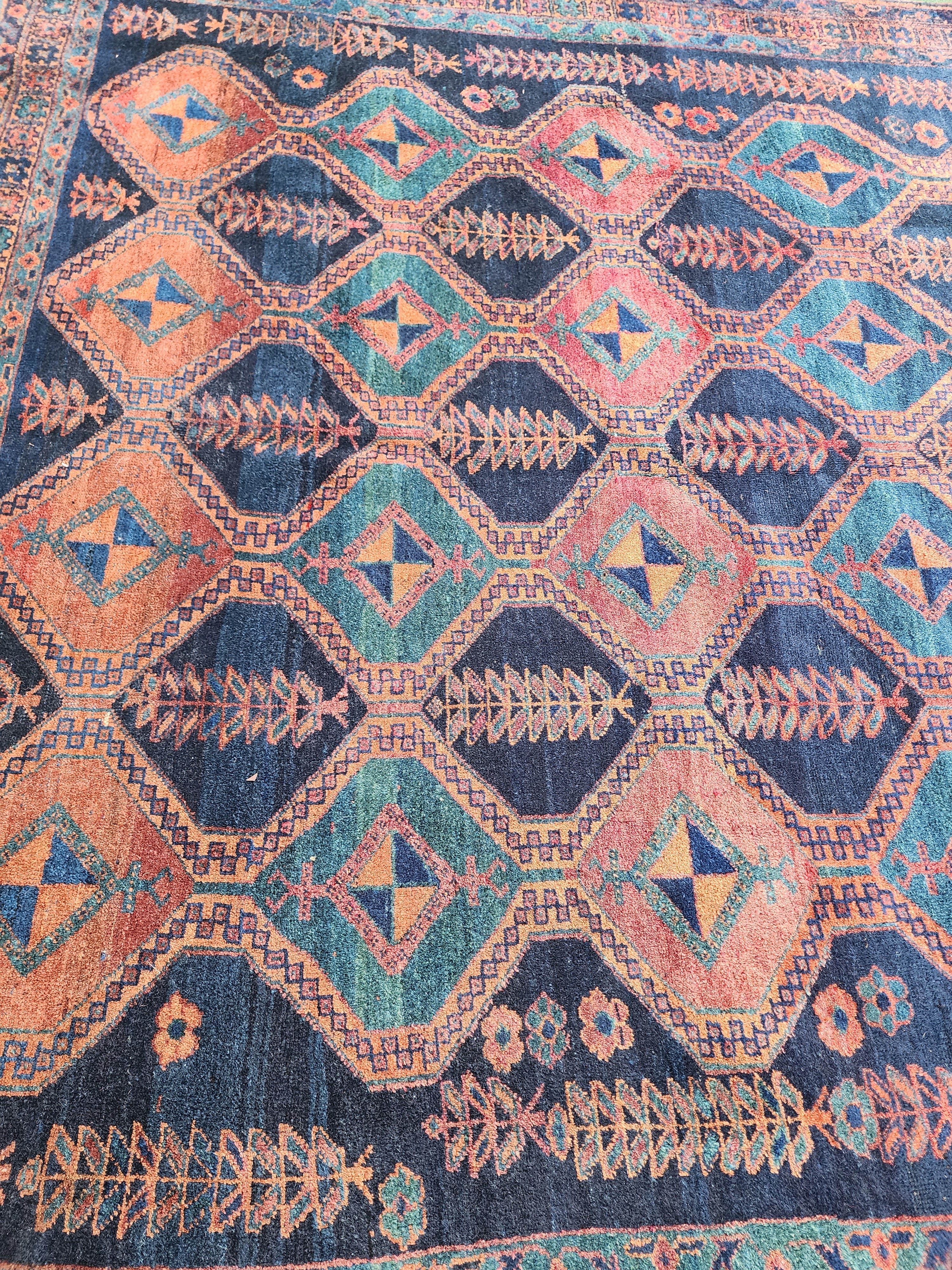 antique Persian Wool Large Area Rug — pattern close-up
