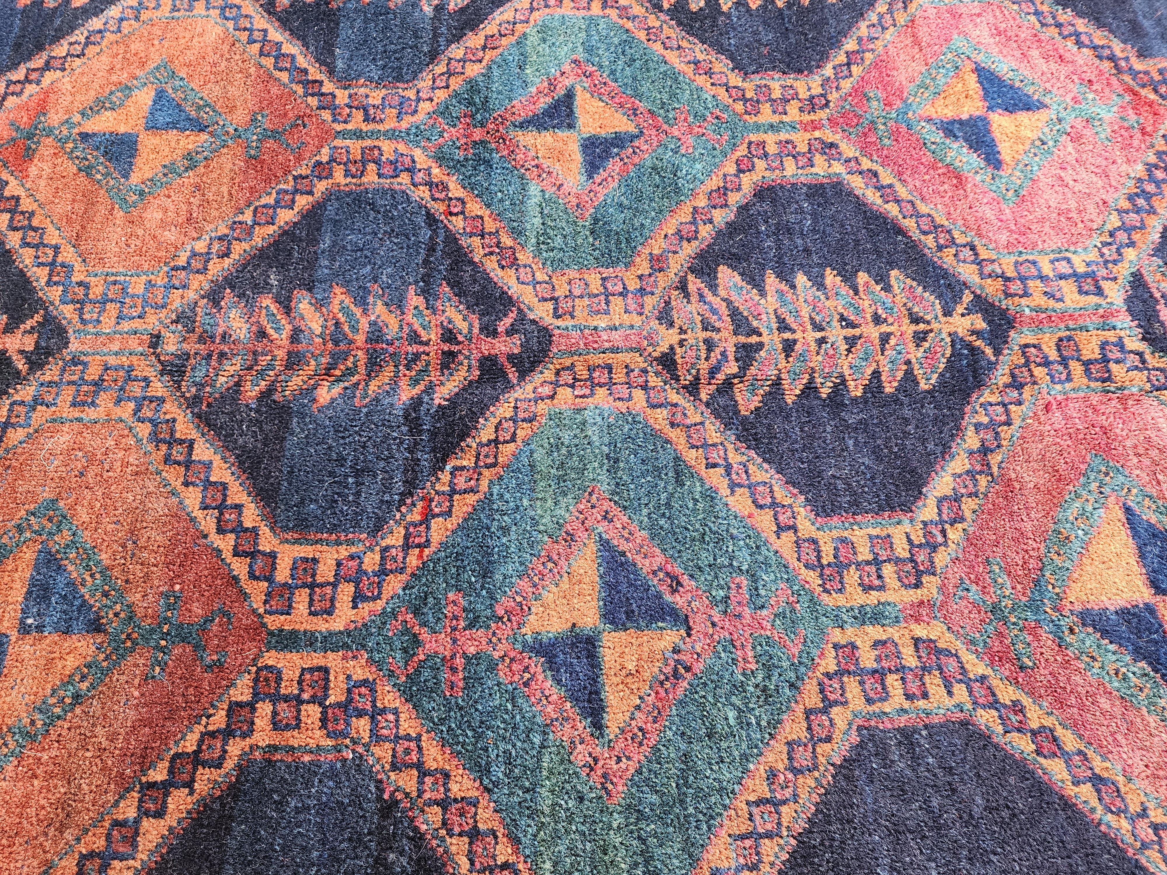 antique Persian Wool Large Area Rug — corner detail
