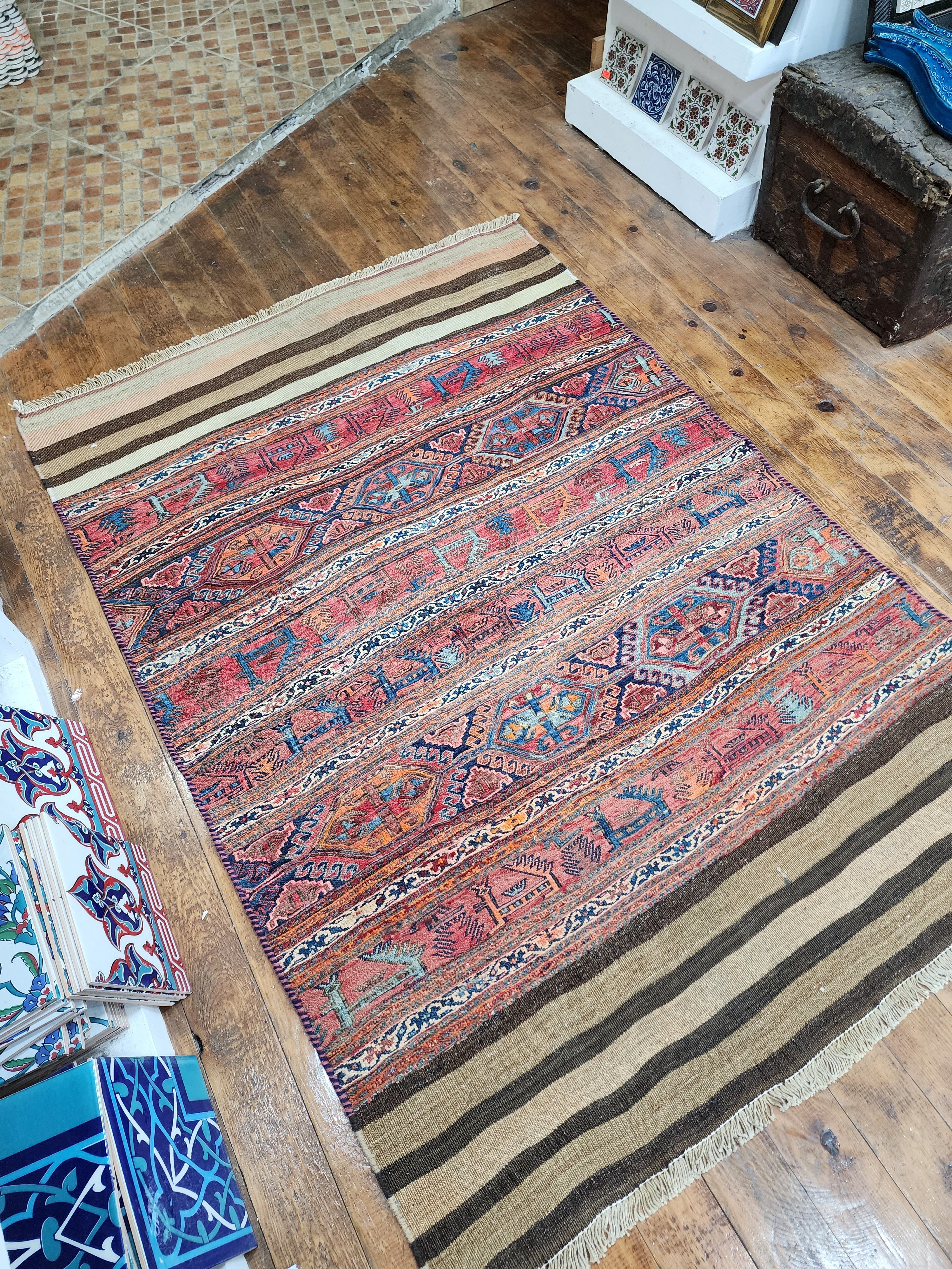 vintage Tribal Small Rug — border pattern