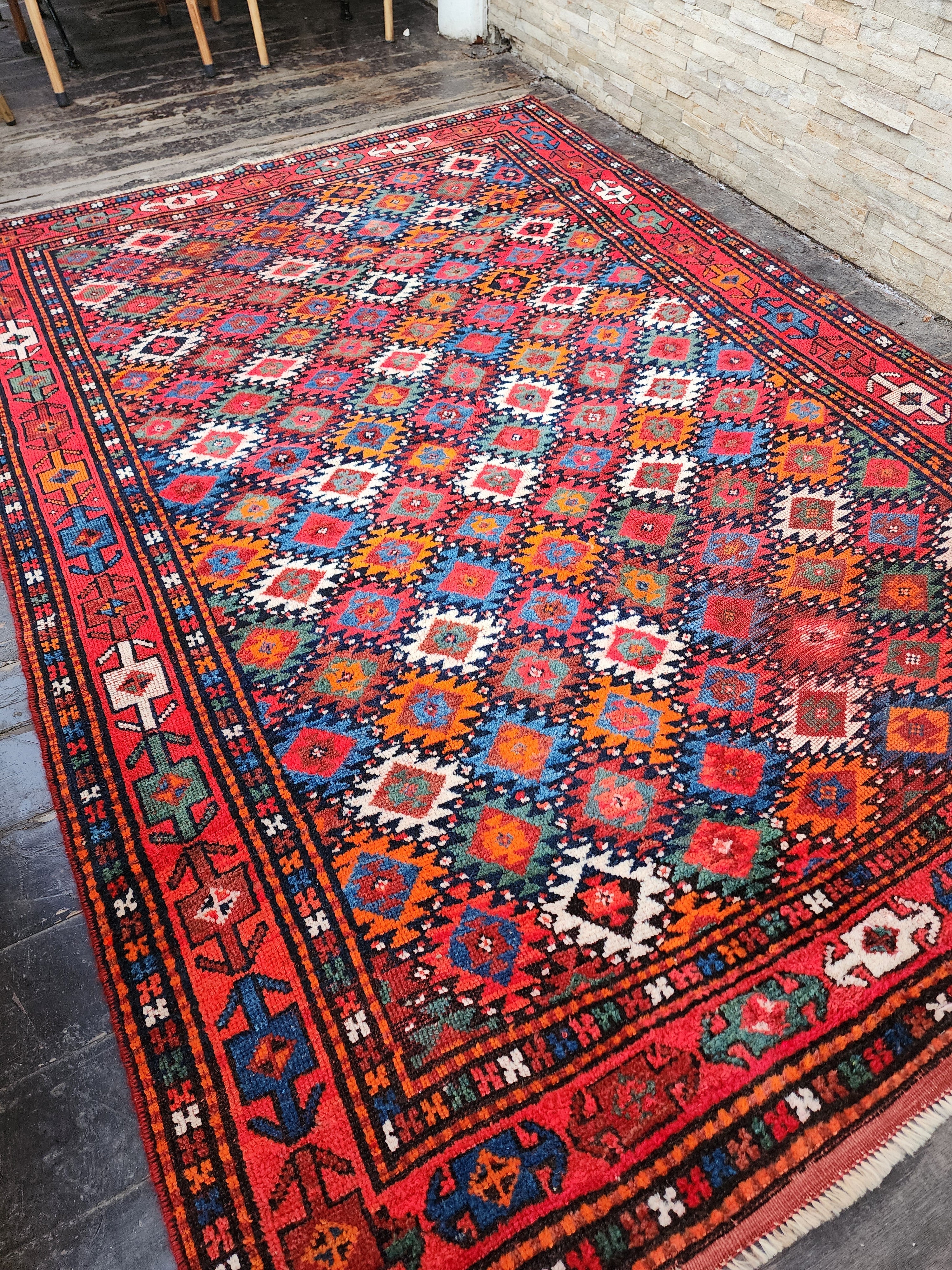 vintage Persian Wool Area Rug — pattern close-up