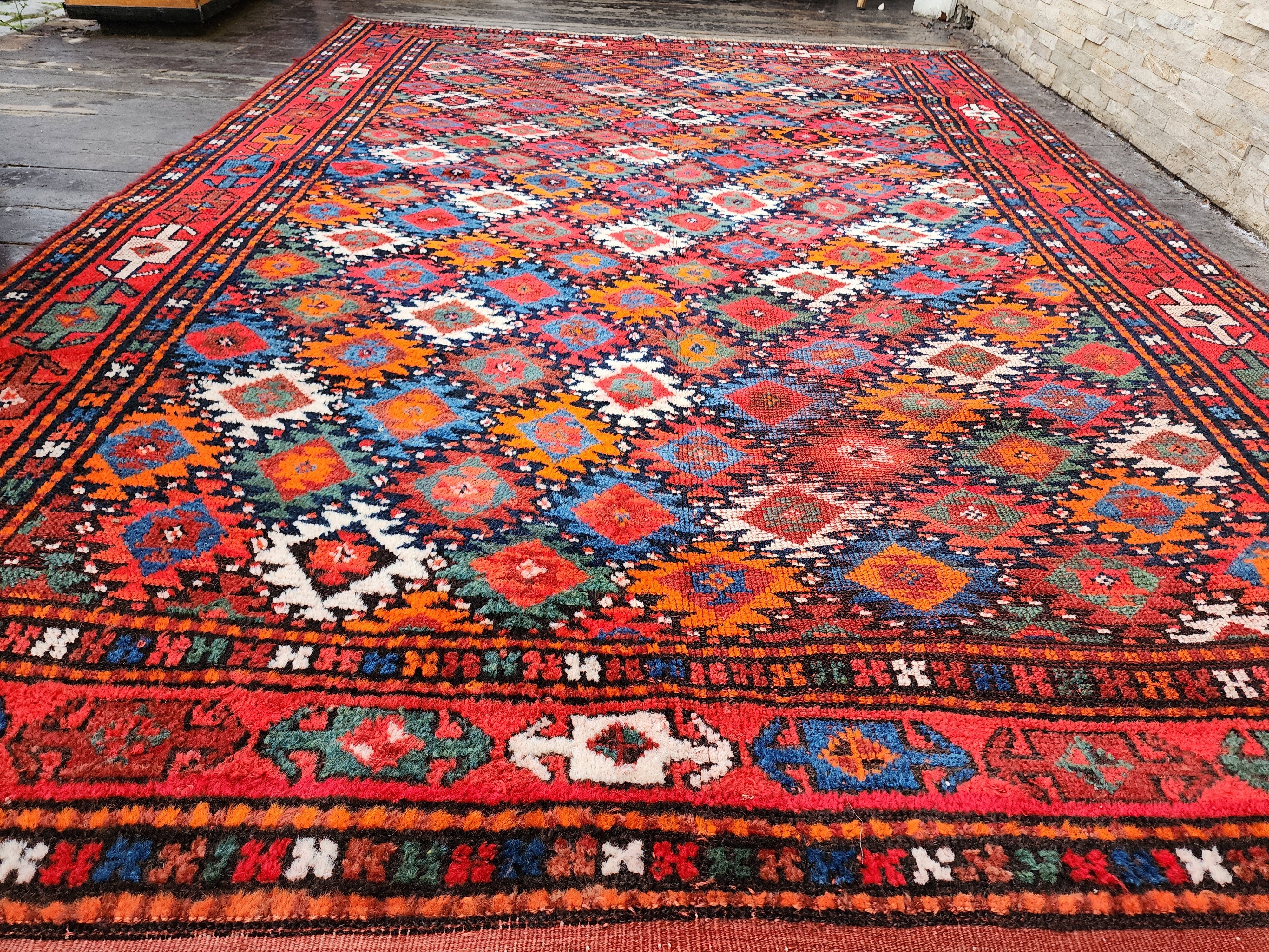 vintage Persian Wool Area Rug — edge weave