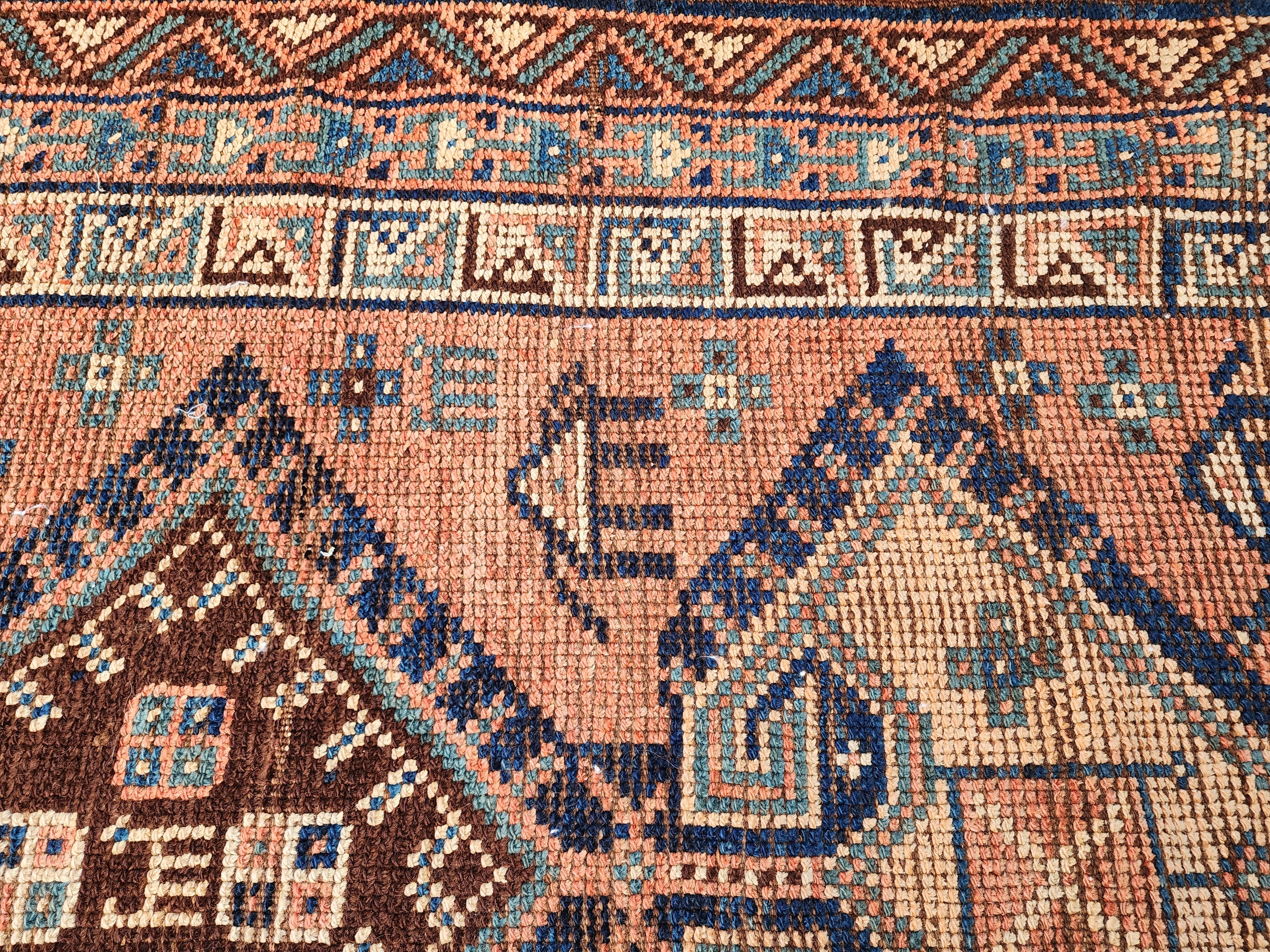 antique Persian Wool Runner Rug — border pattern