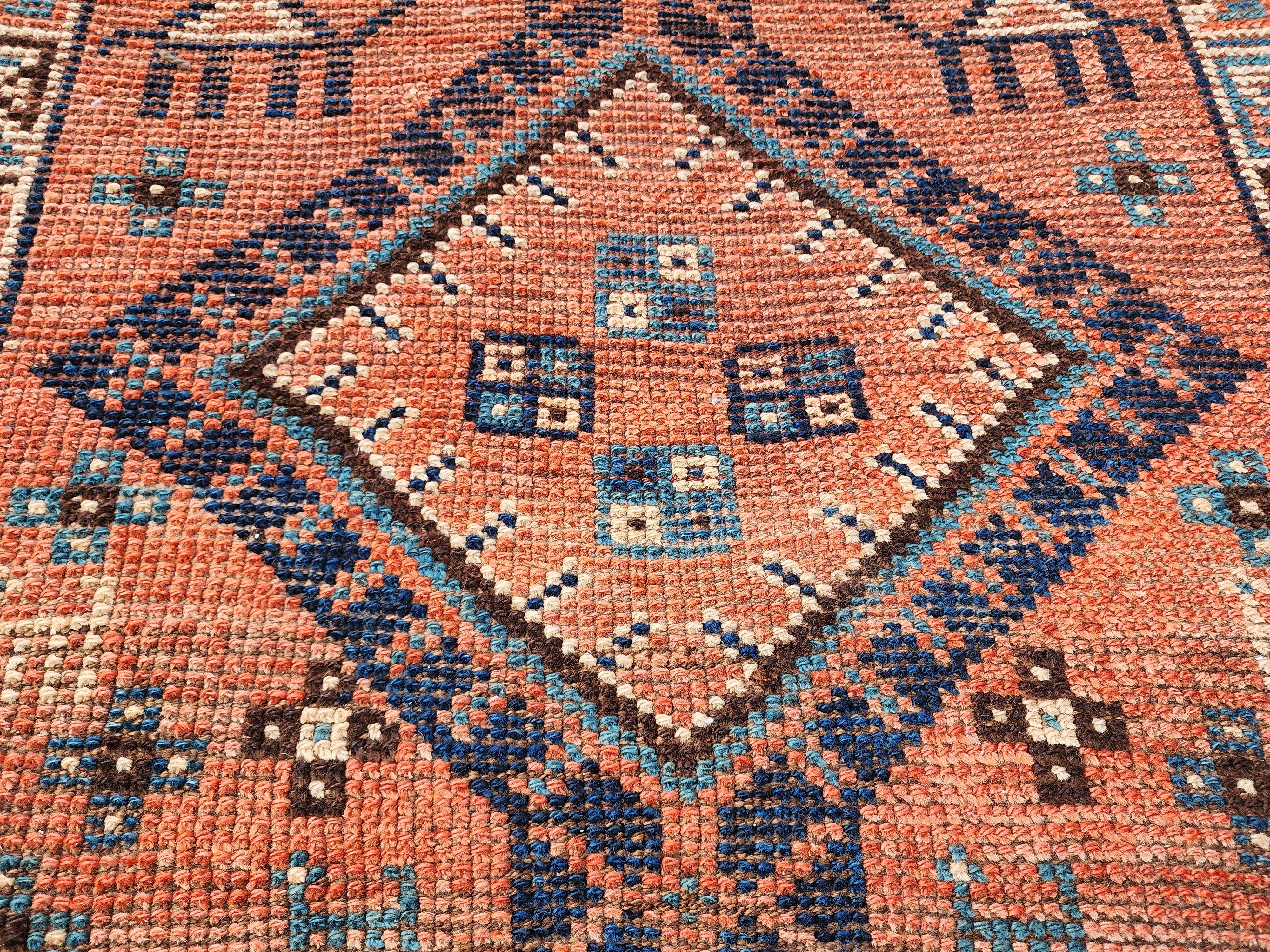 antique Persian Wool Runner Rug — colour close-up