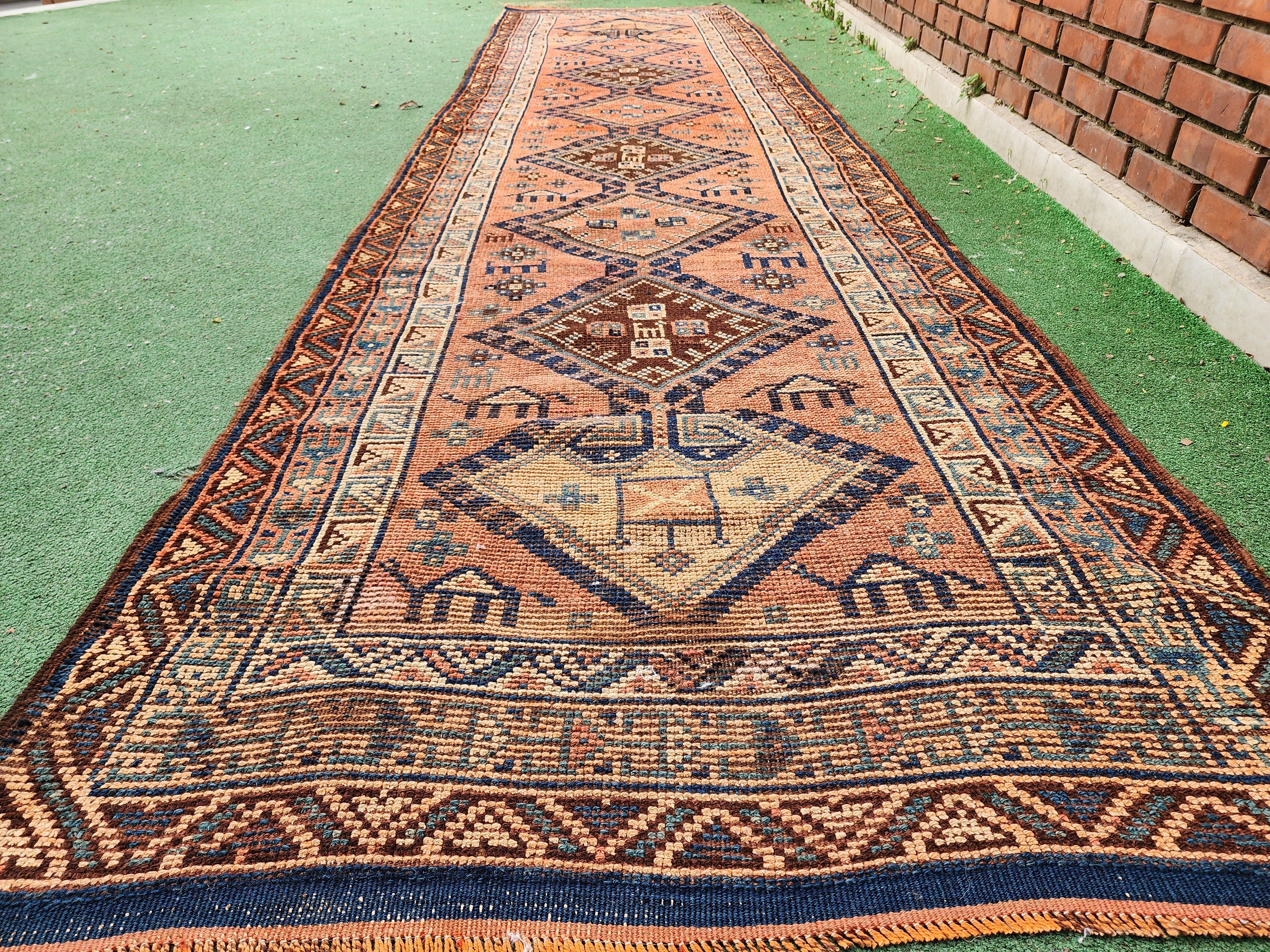 antique Persian Wool Runner Rug — styled view