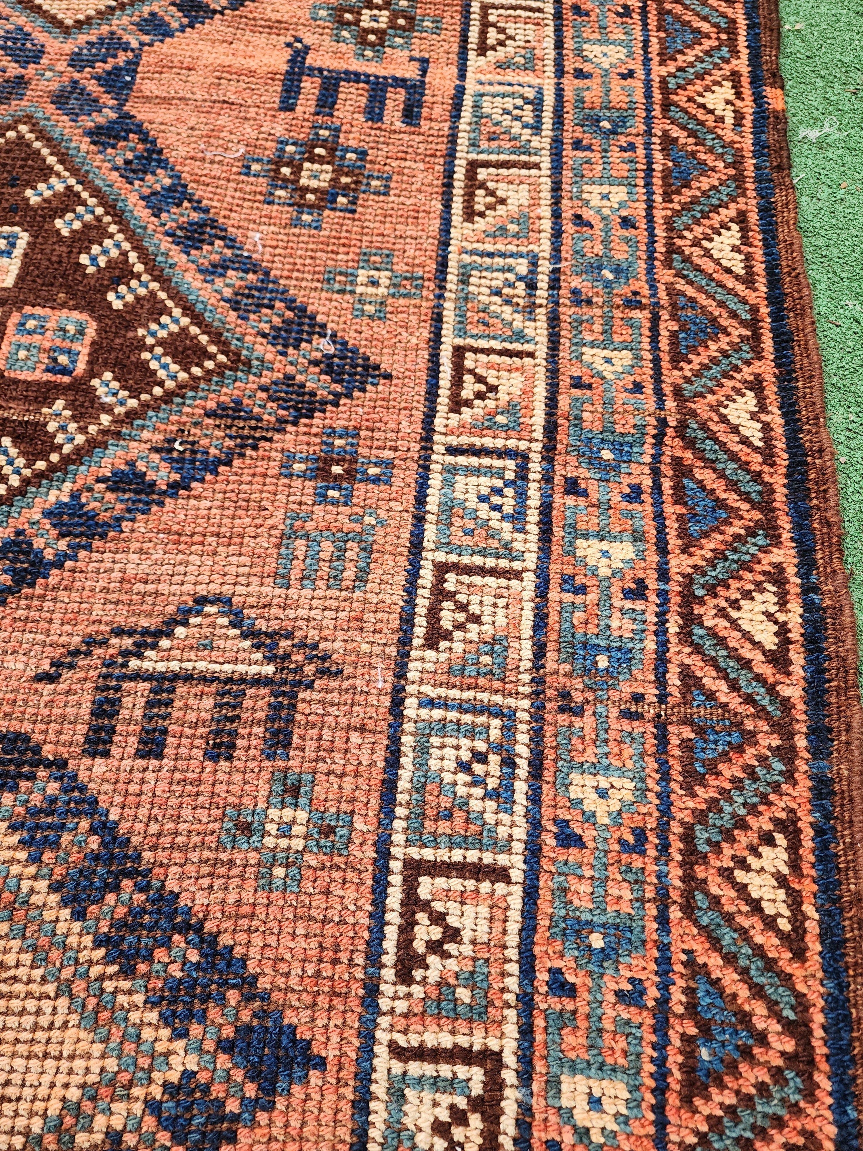 antique Persian Wool Runner Rug — pattern close-up