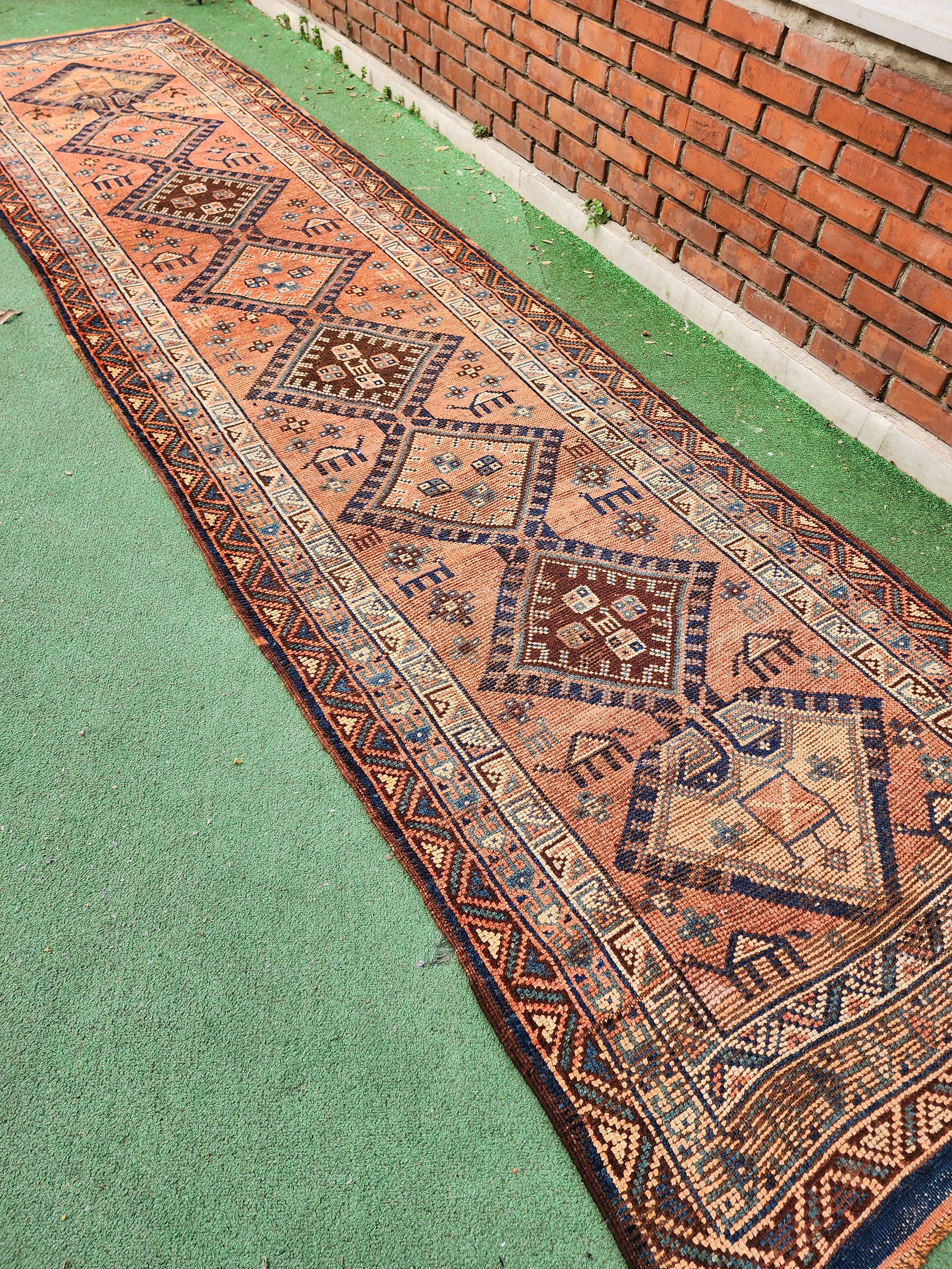 antique Persian Wool Runner Rug — in setting