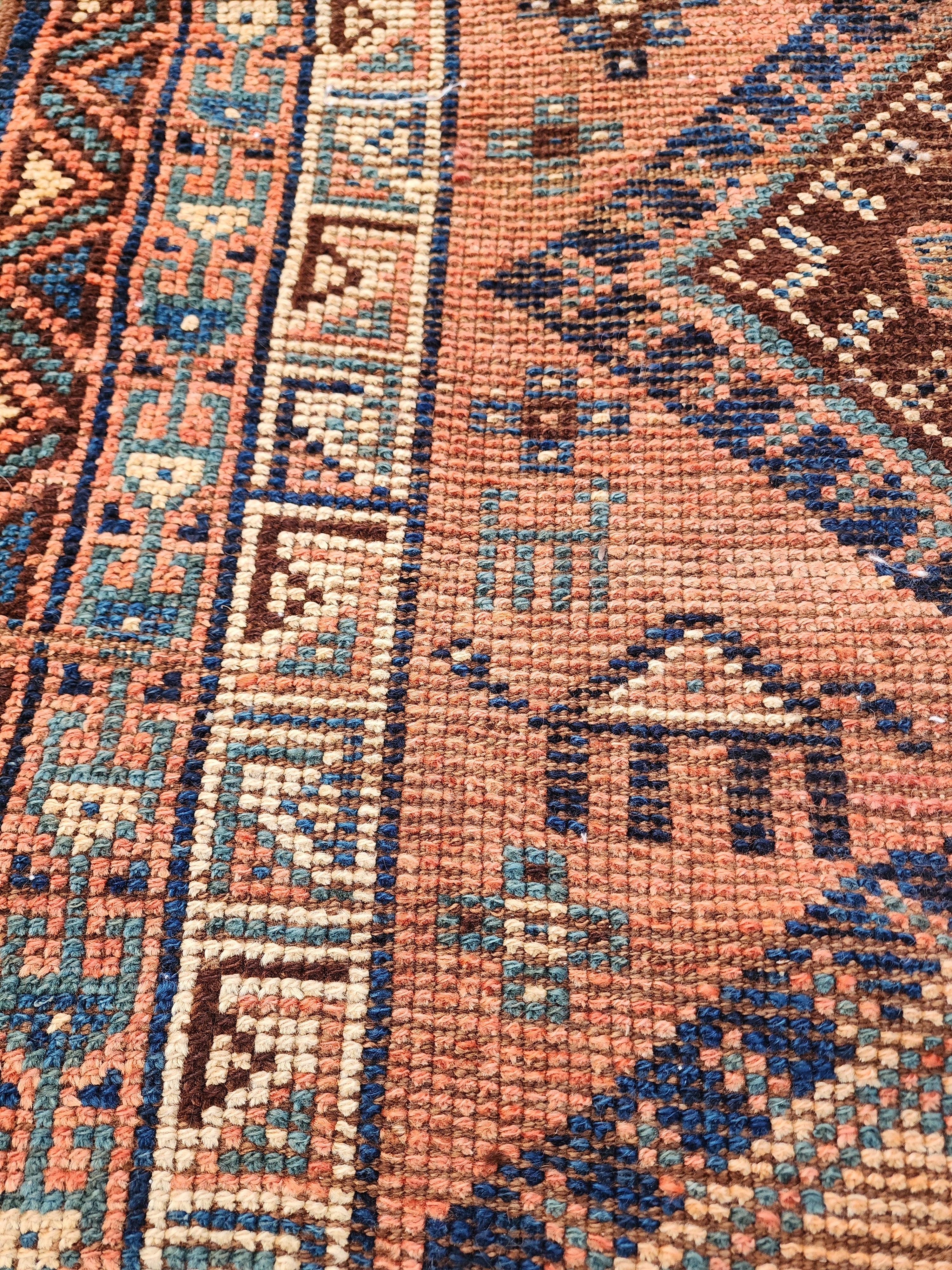 antique Persian Wool Runner Rug — edge weave