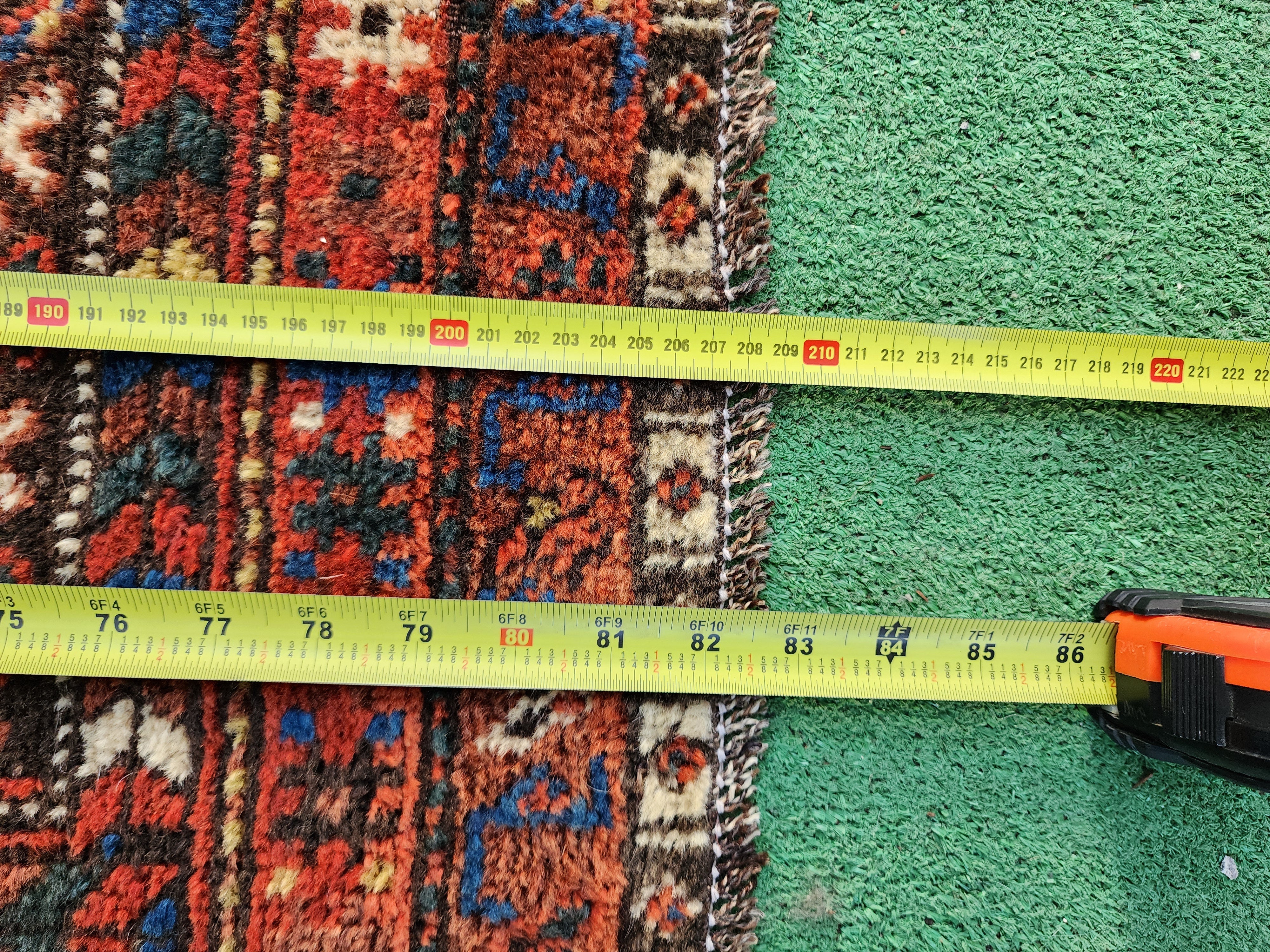 antique Persian Wool Runner Rug — colour close-up