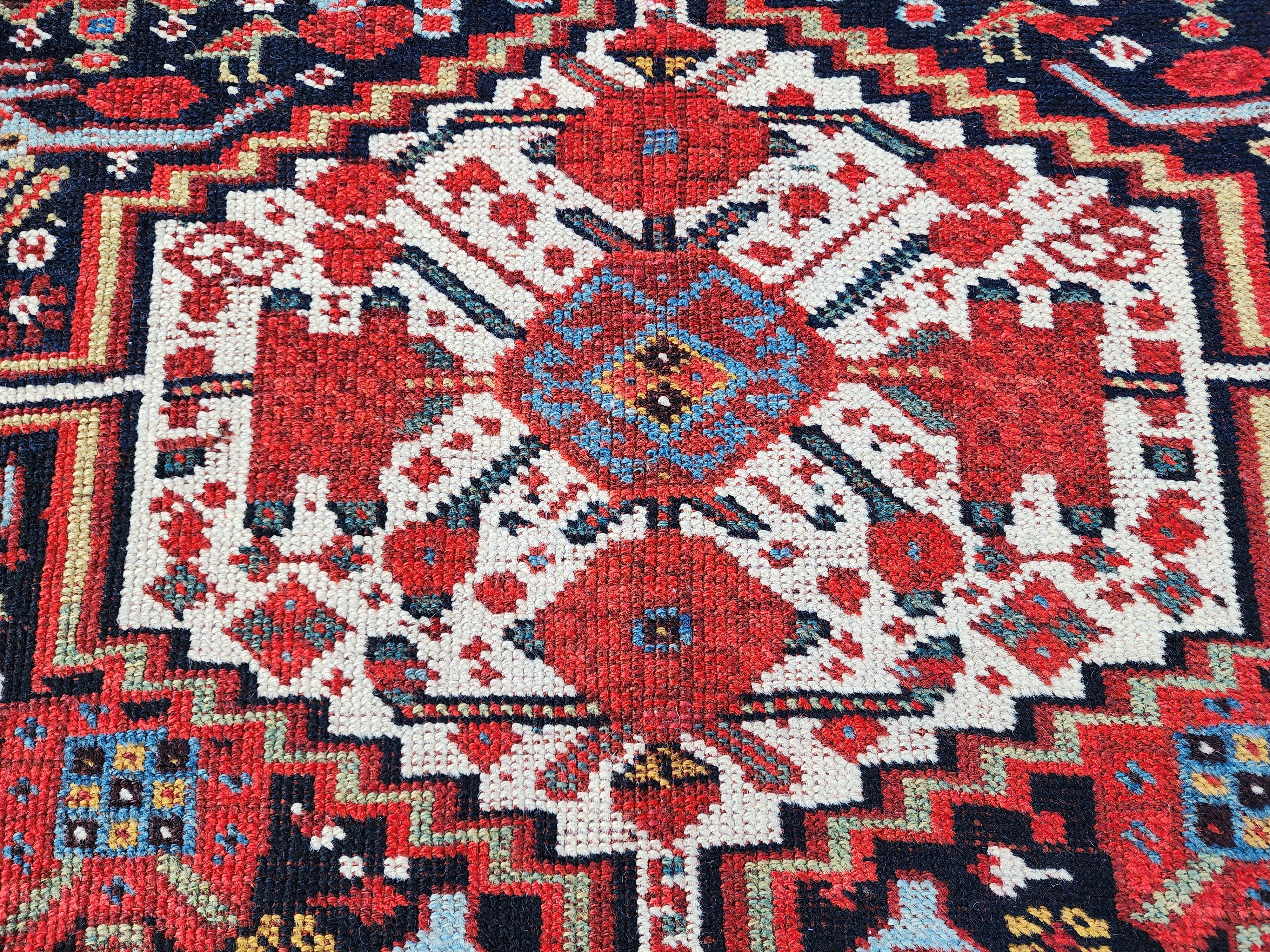 antique Persian Qashqai Runner Rug — corner detail