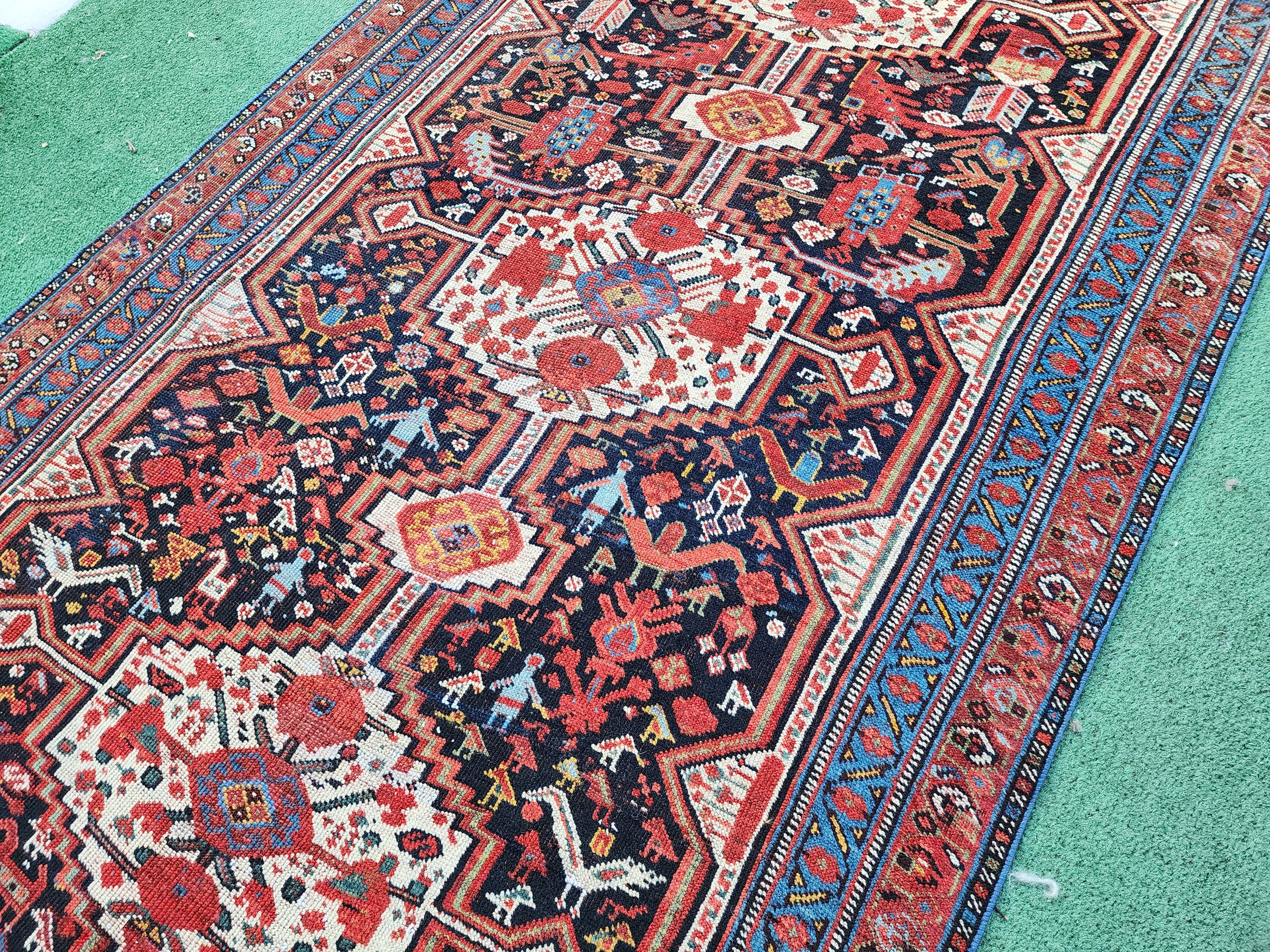 antique Persian Qashqai Runner Rug — detail texture