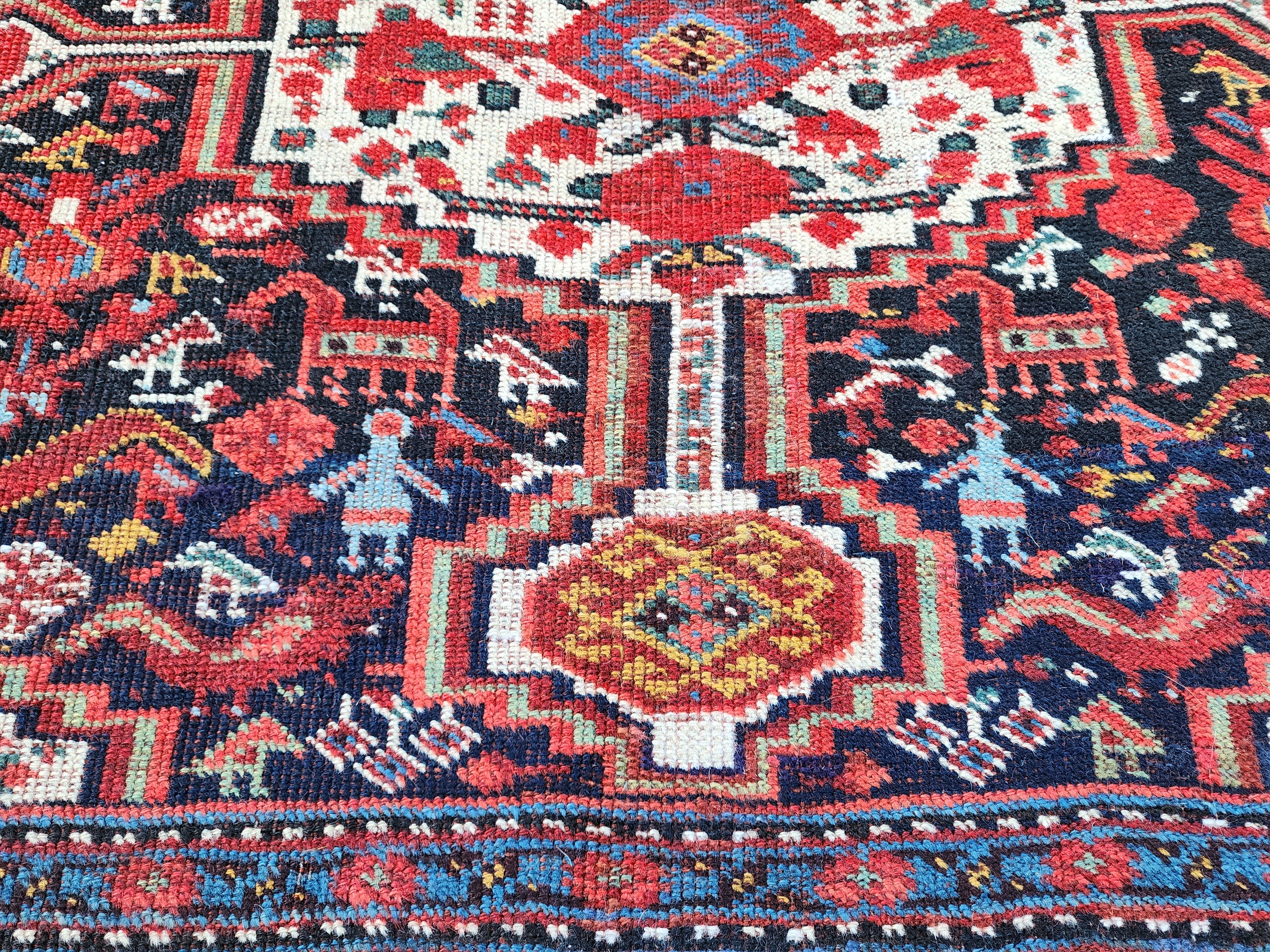 antique Persian Qashqai Runner Rug — pattern close-up