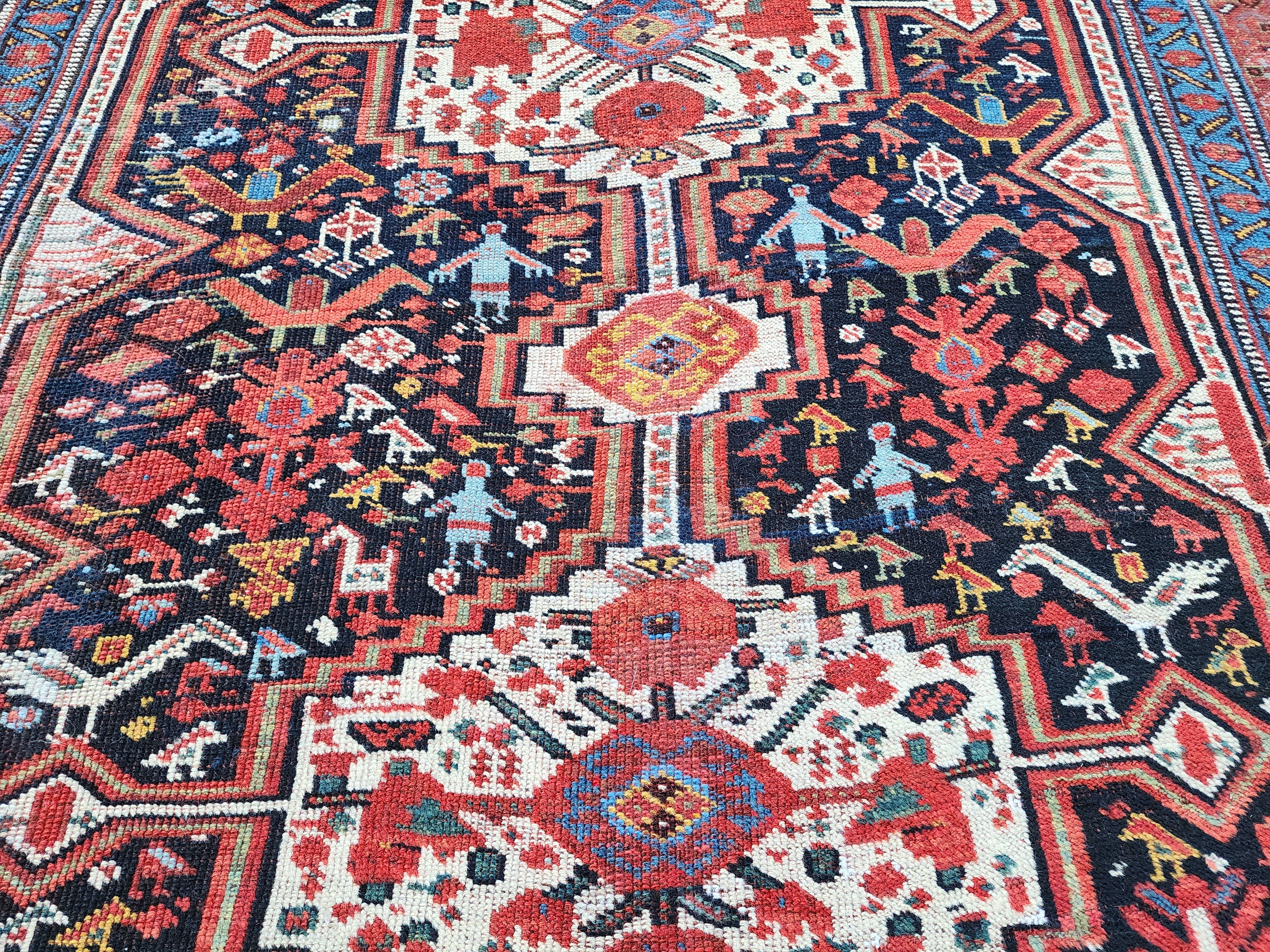 antique Persian Qashqai Runner Rug — colour close-up