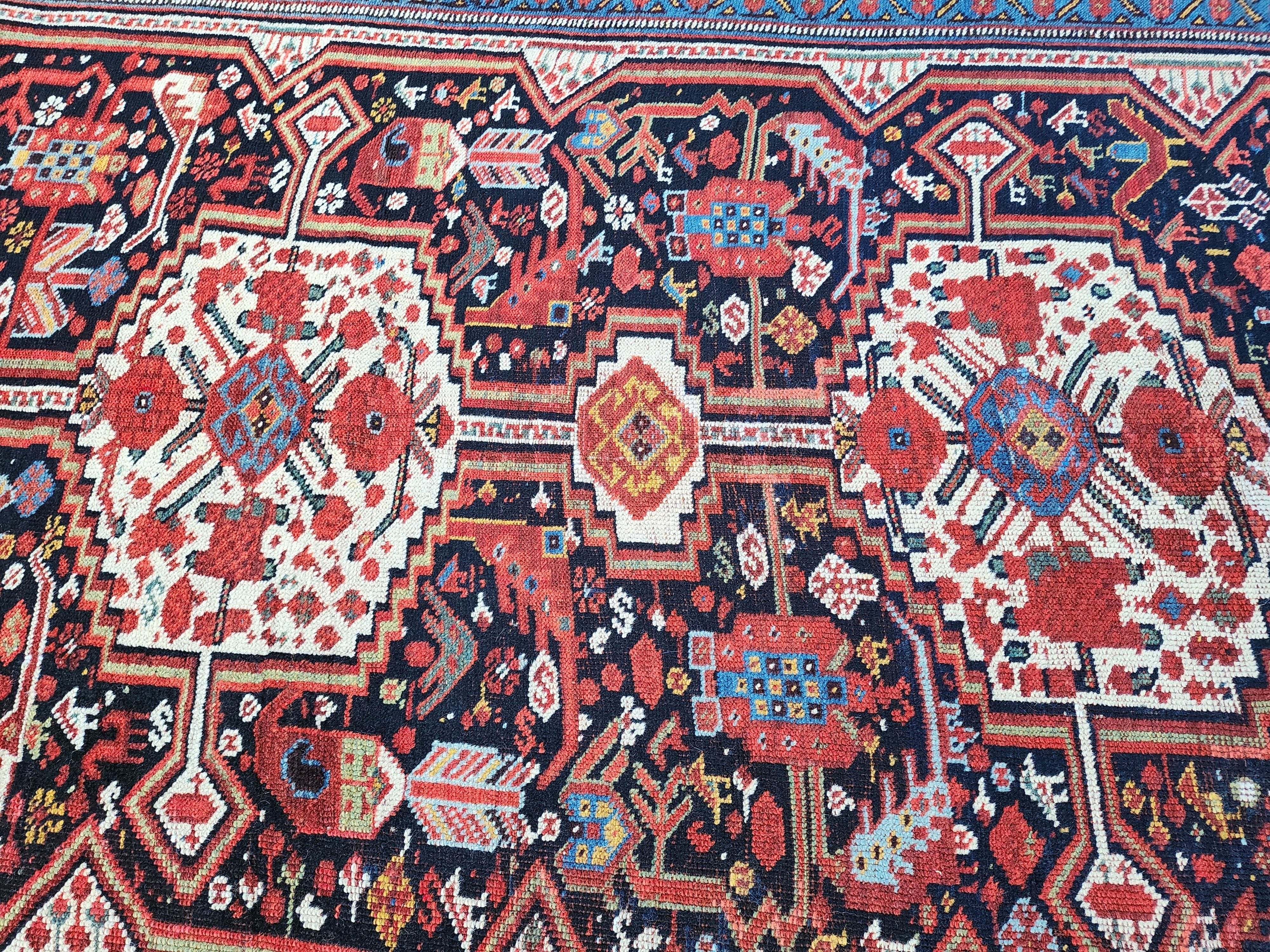 antique Persian Qashqai Runner Rug — border pattern
