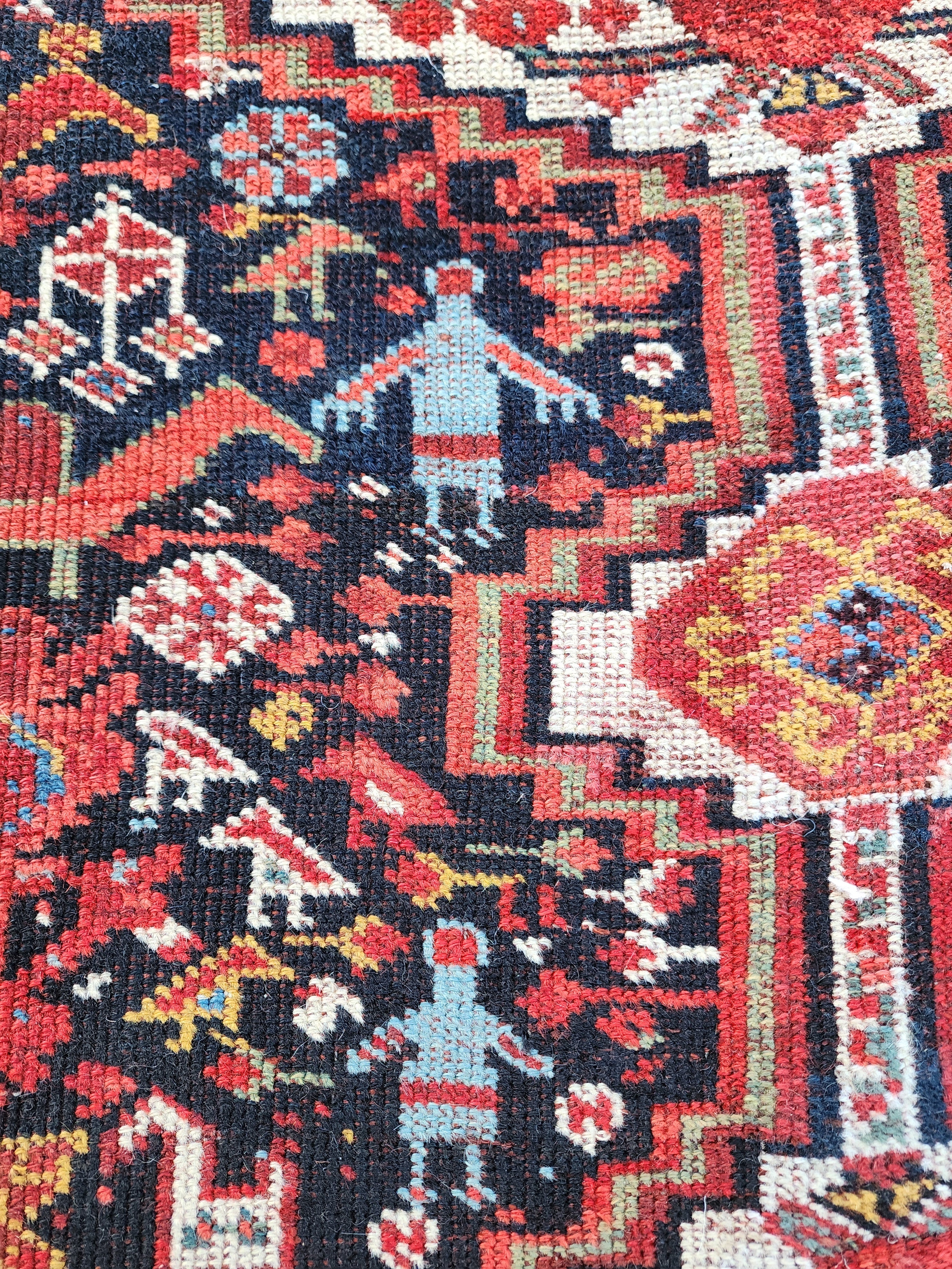 antique Persian Qashqai Runner Rug — pile detail
