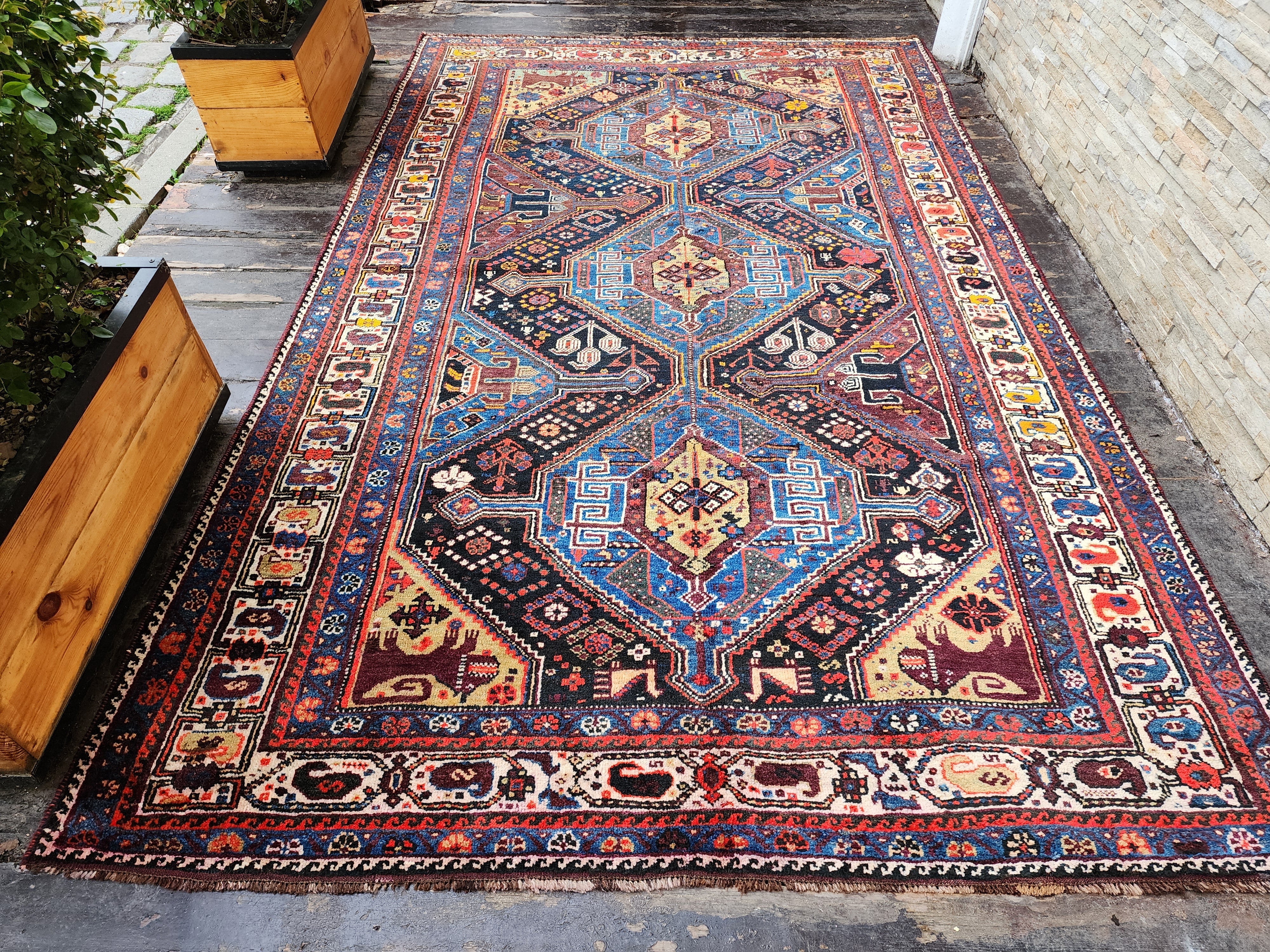 antique Persian Wool Large Area Rug — detail texture