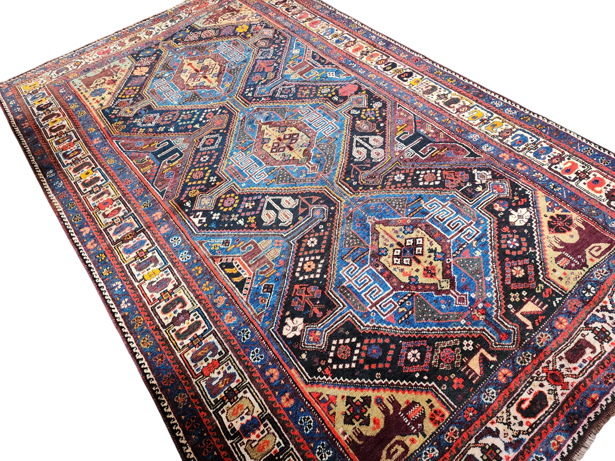antique Persian Wool Large Area Rug — styled view