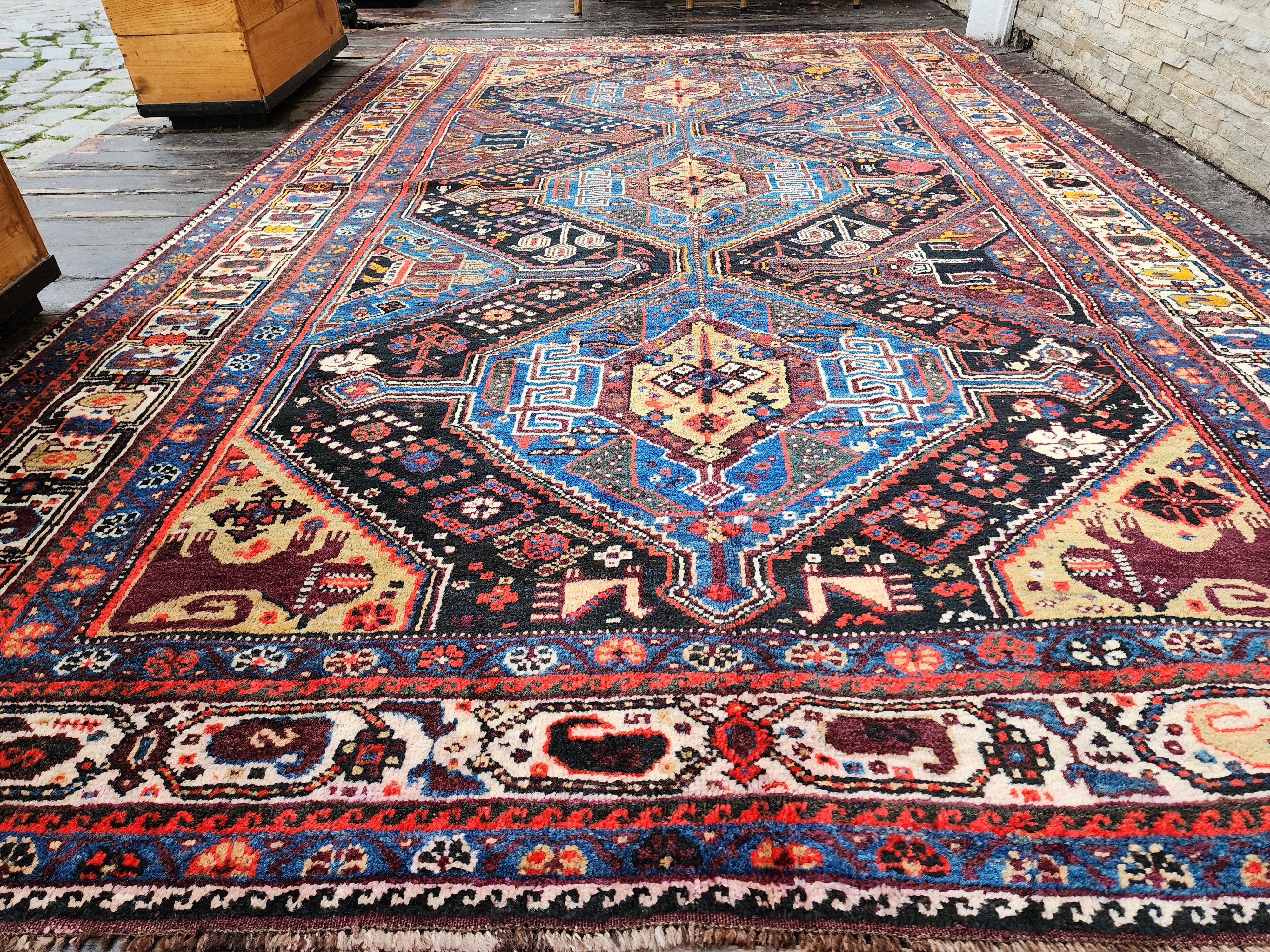 antique Persian Wool Large Area Rug — in setting
