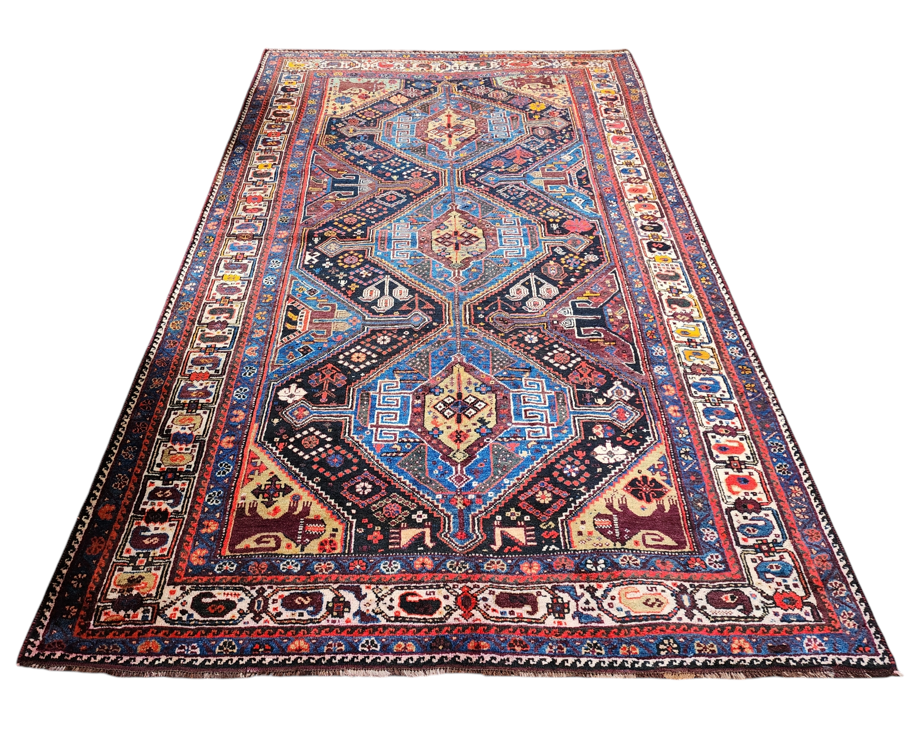 antique Persian Wool Large Area Rug — styled view