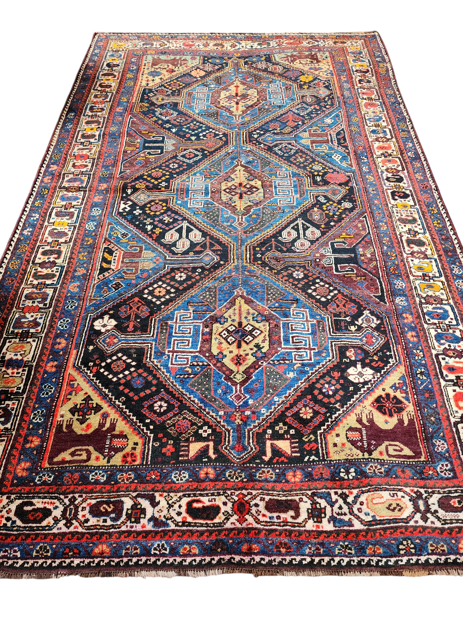 antique Persian Wool Large Area Rug — back view