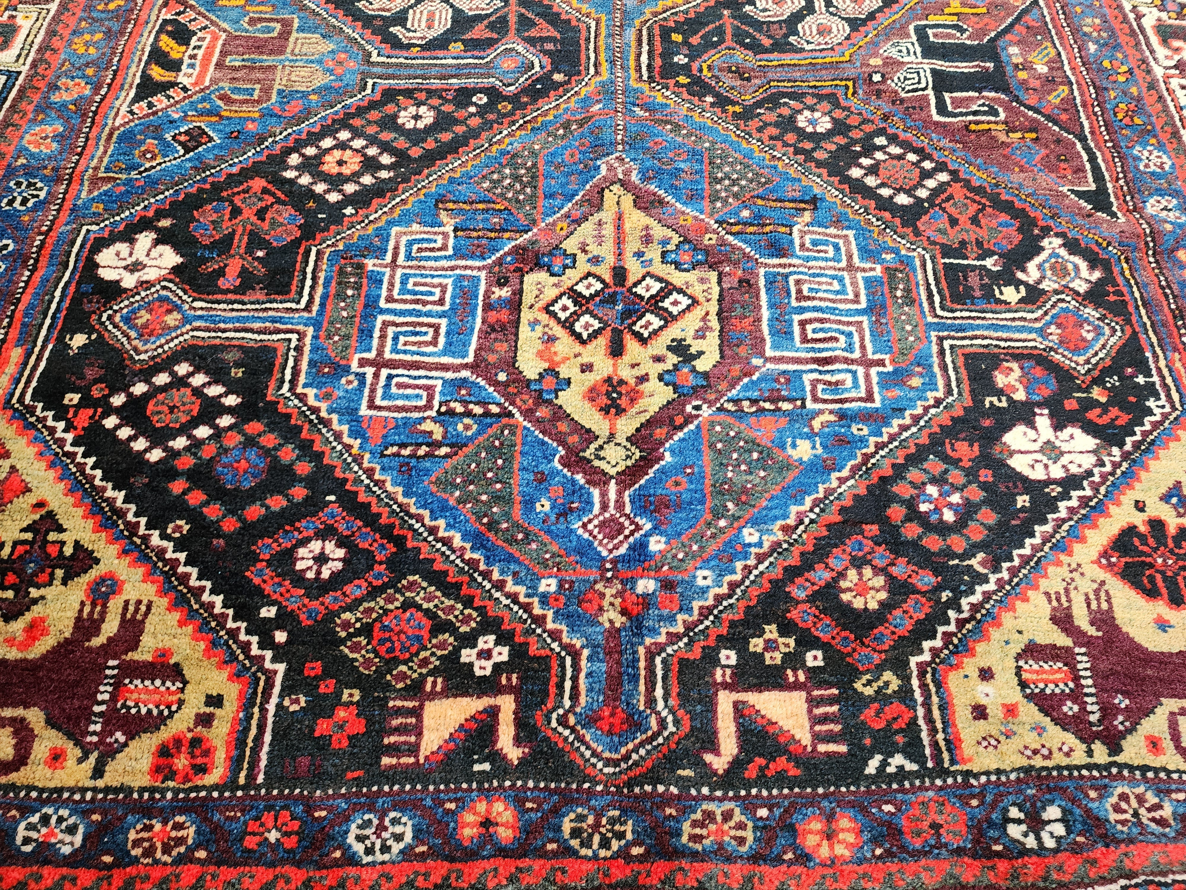 antique Persian Wool Large Area Rug — pile detail