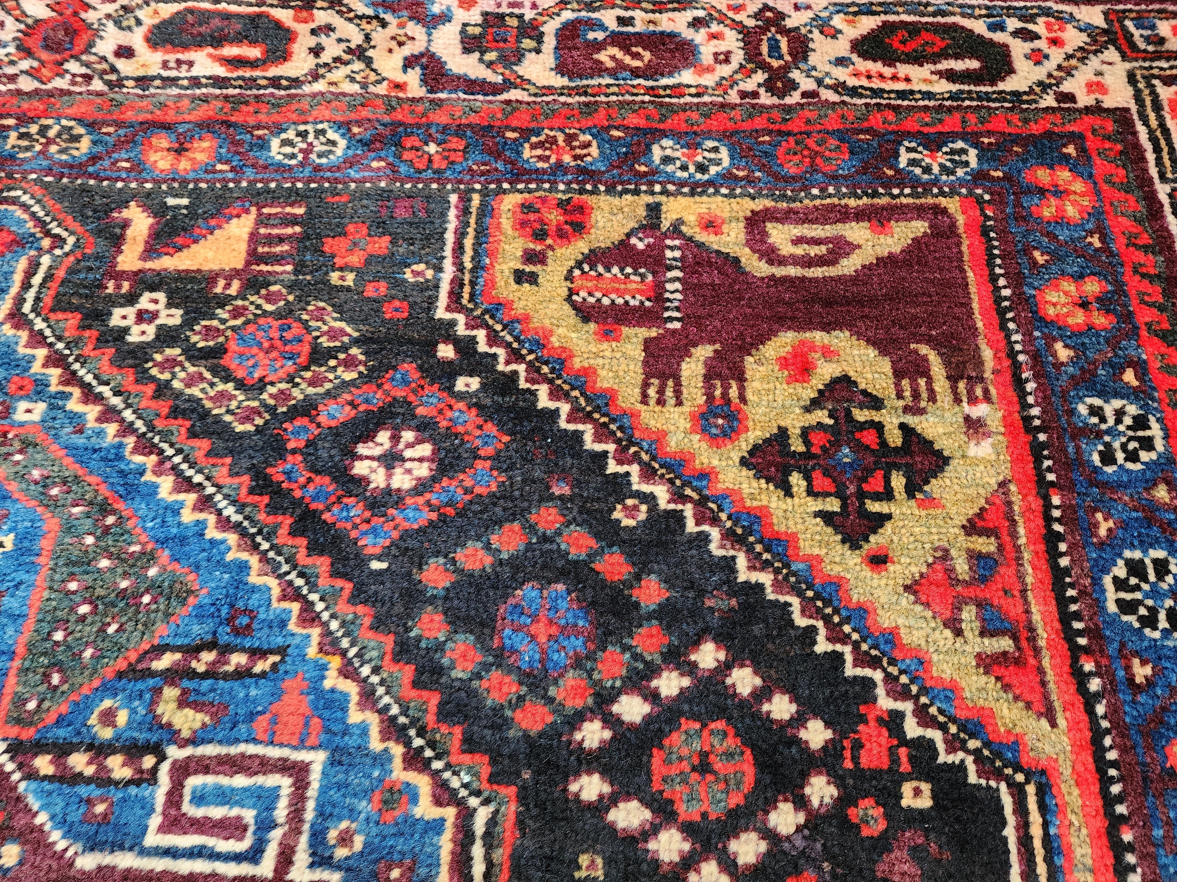 antique Persian Wool Large Area Rug — colour close-up