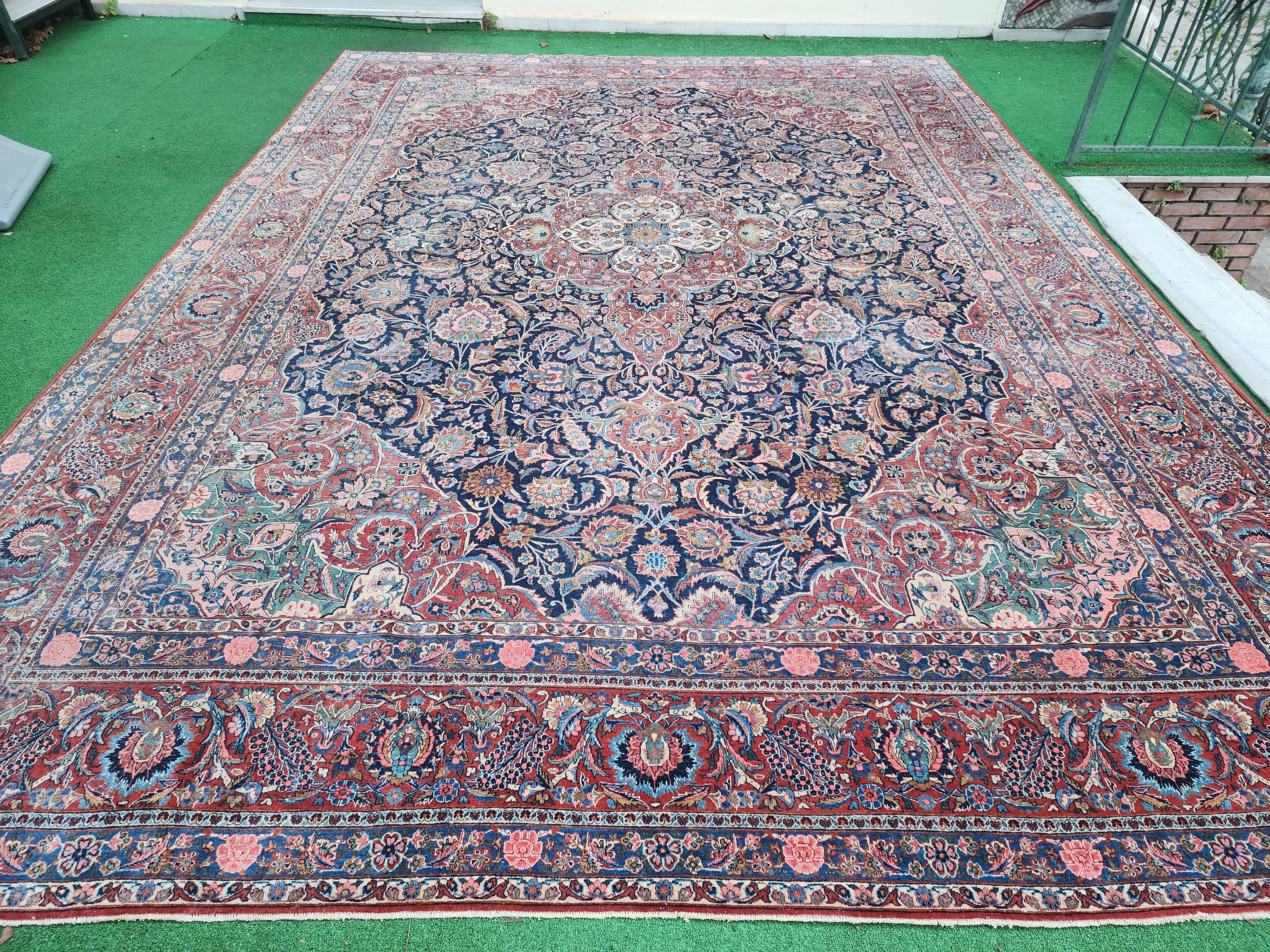 antique Oriental Large Area Rug — detail texture