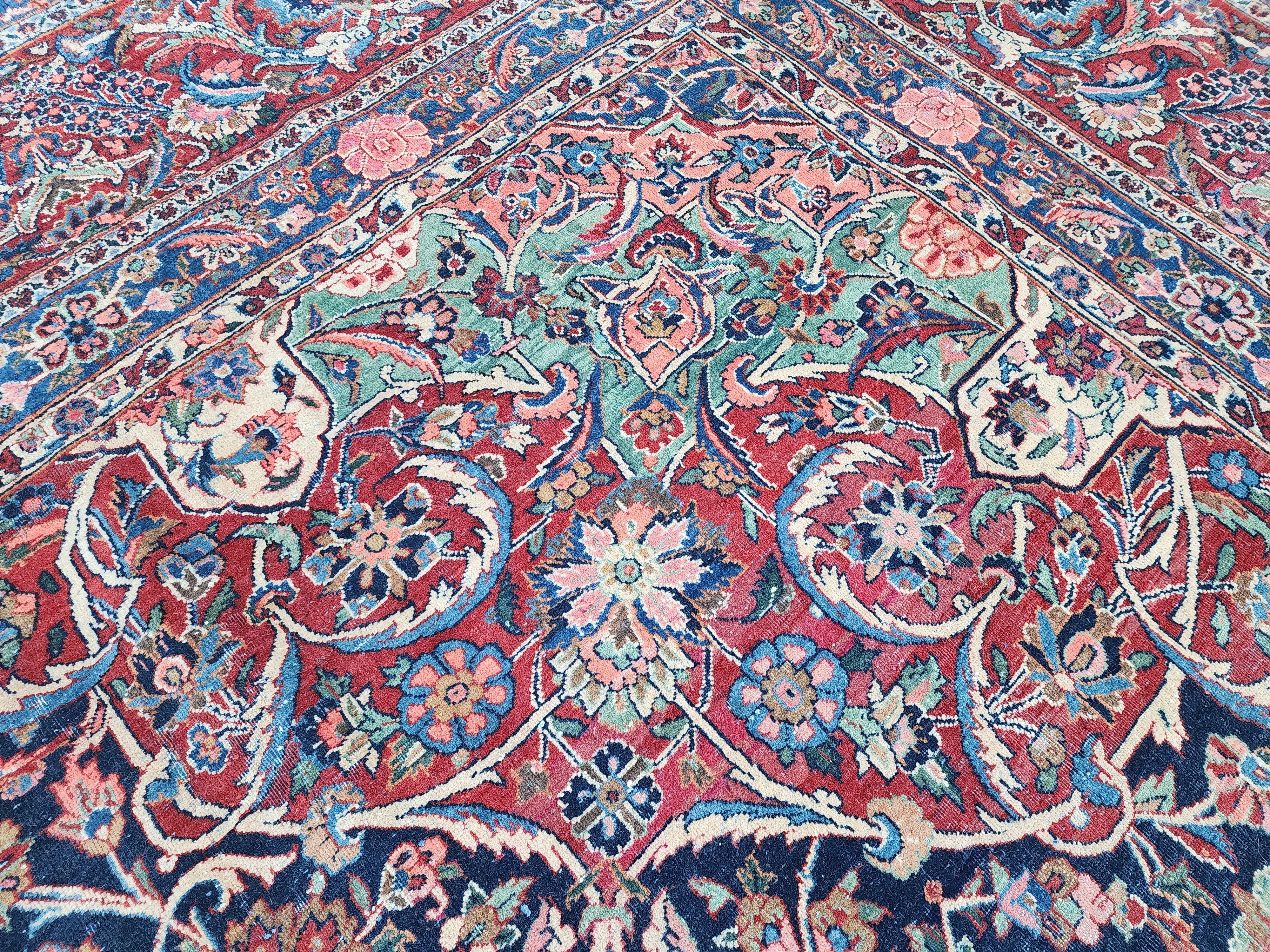antique Oriental Large Area Rug — edge weave
