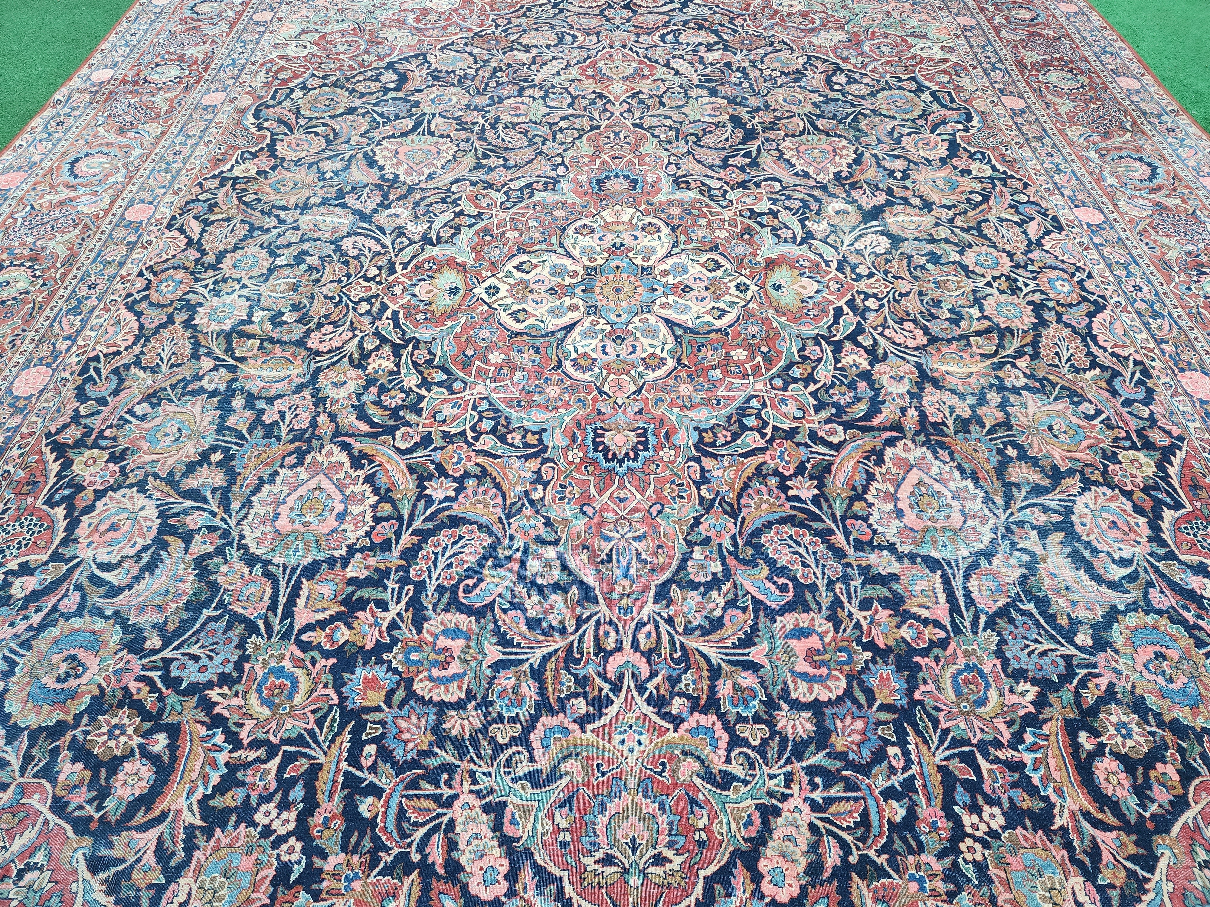 antique Oriental Large Area Rug — back view