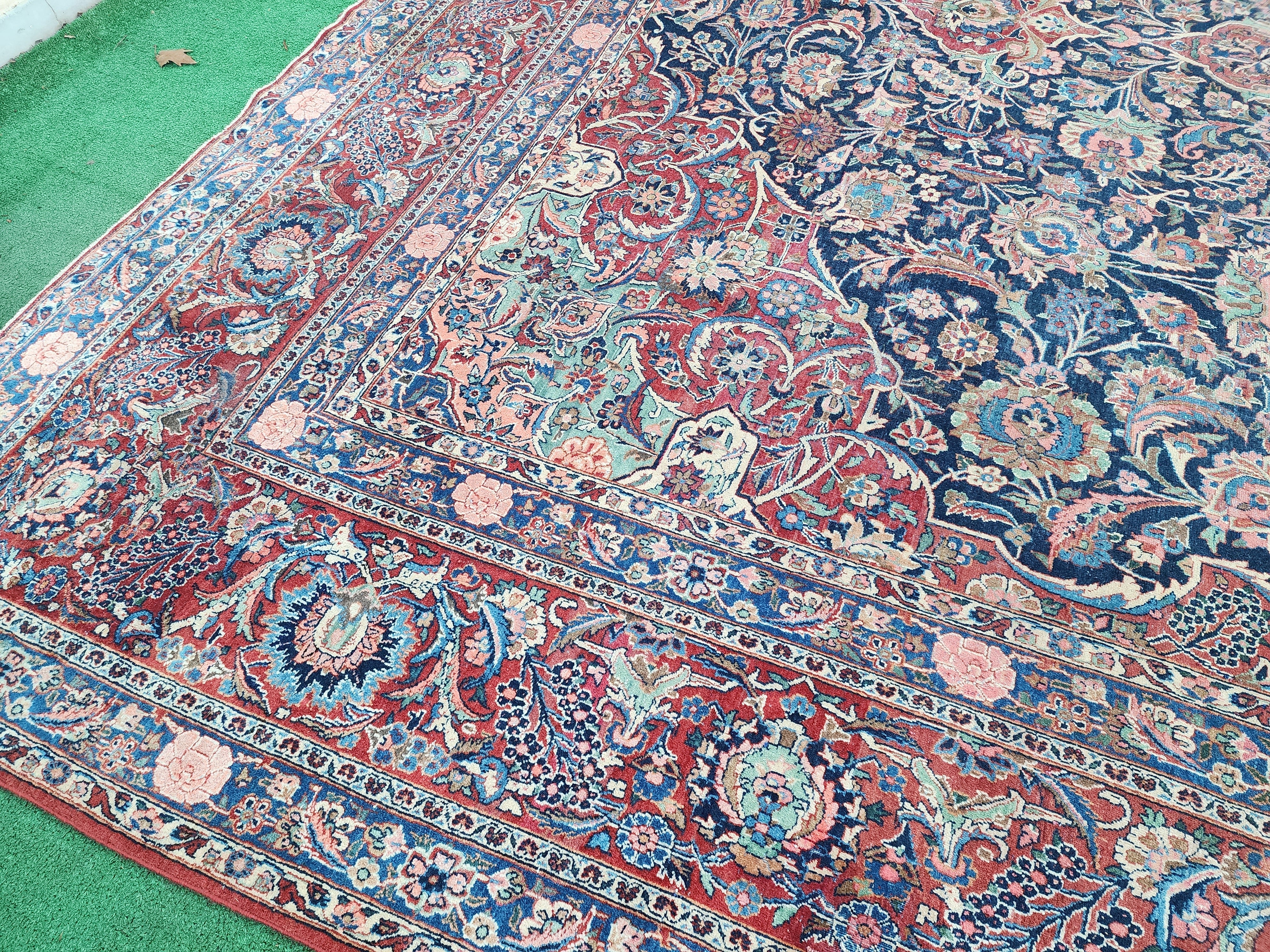antique Oriental Large Area Rug — corner detail
