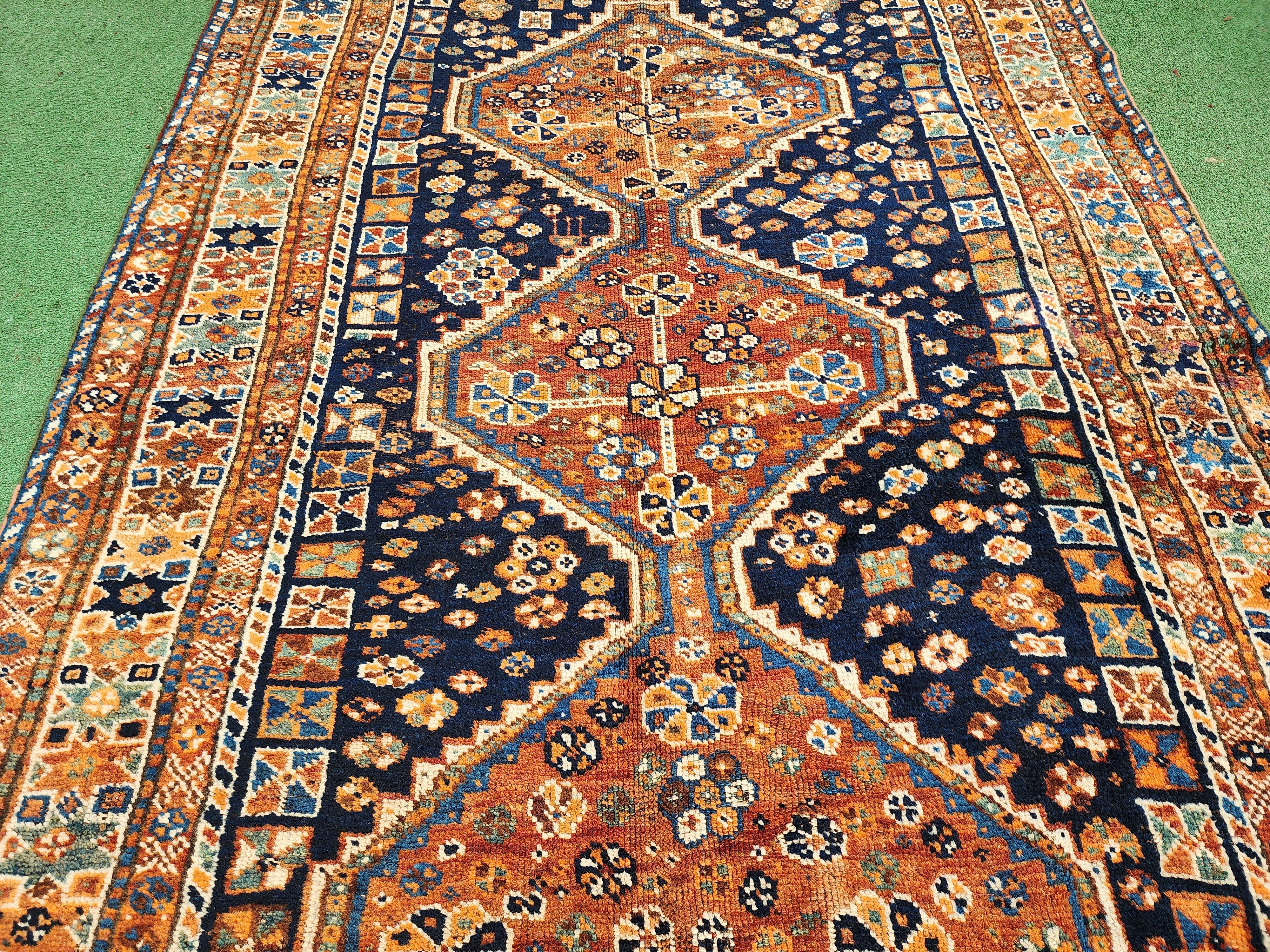 antique Anatolian Wool Area Rug — pattern close-up